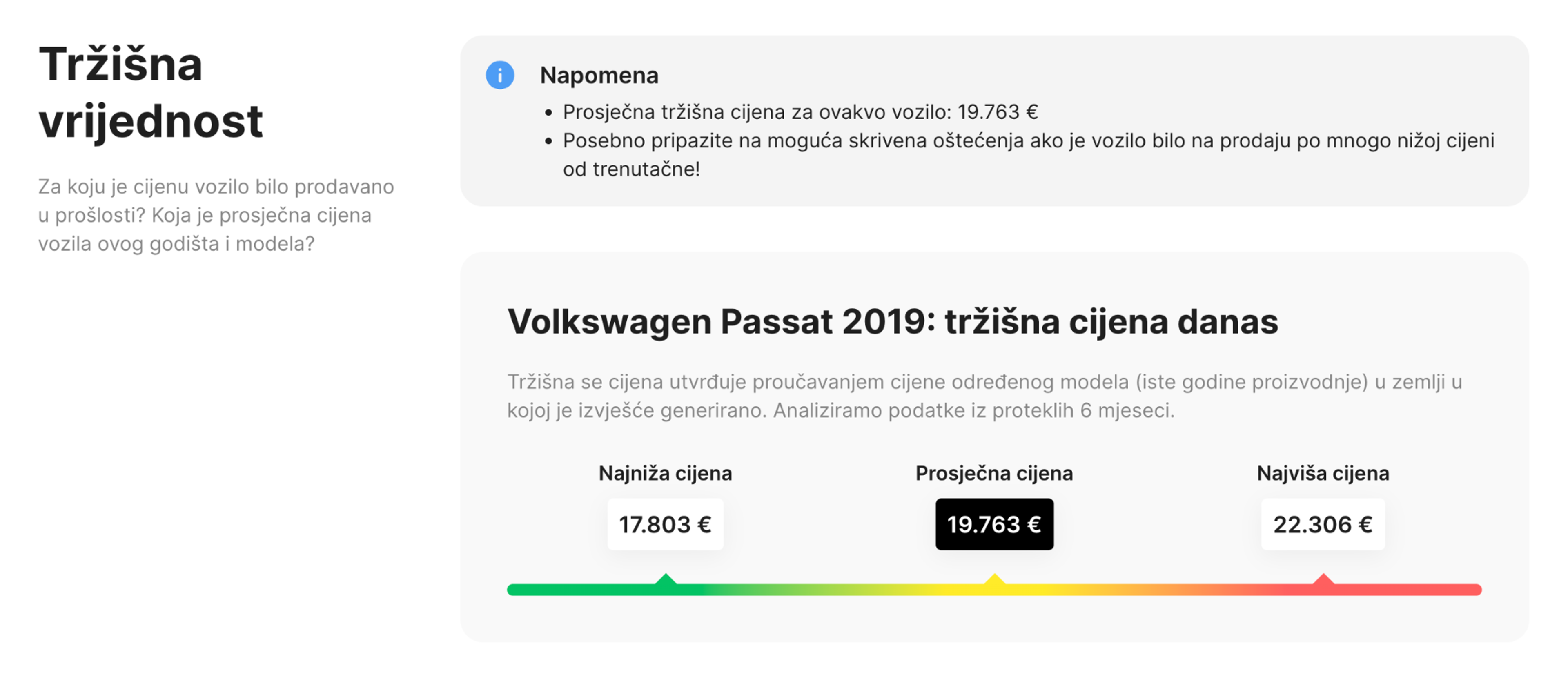 odjeljak za procjenu automobila u carVertical izvješću