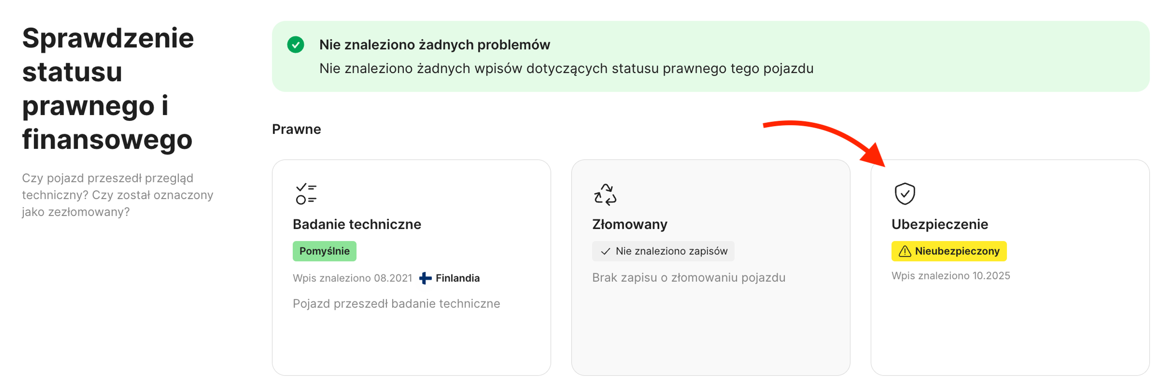 Kafelek Ubezpieczenie w sekcji Status finansowy i prawny