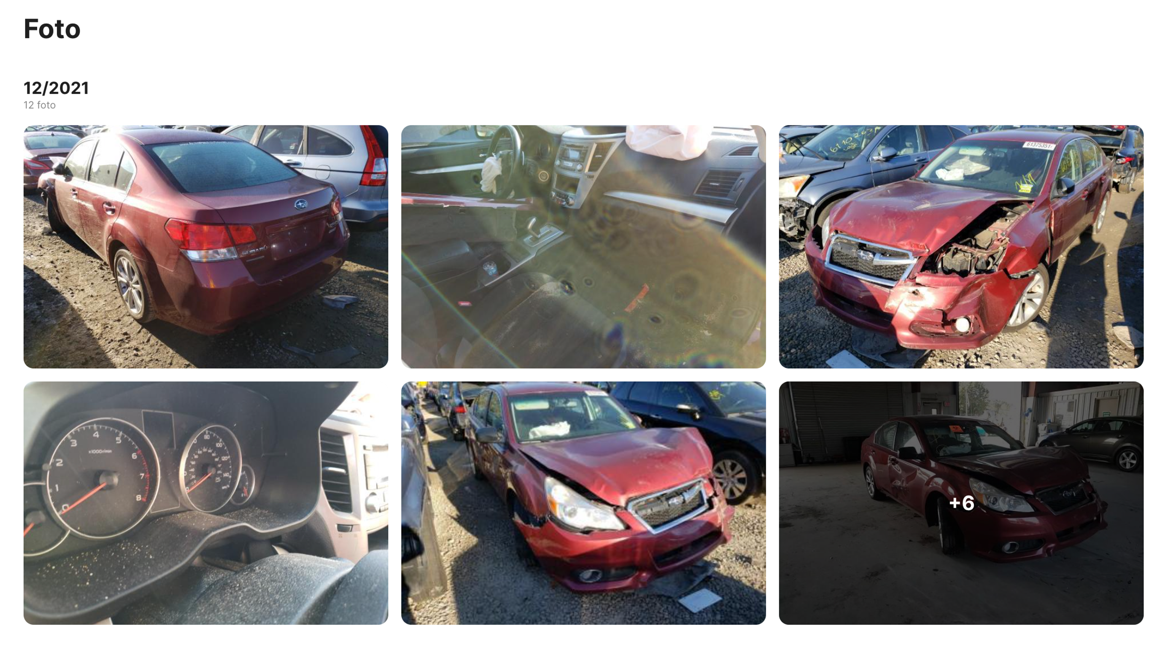 Foto storiche di un’auto danneggiata presenti in un report carVertical