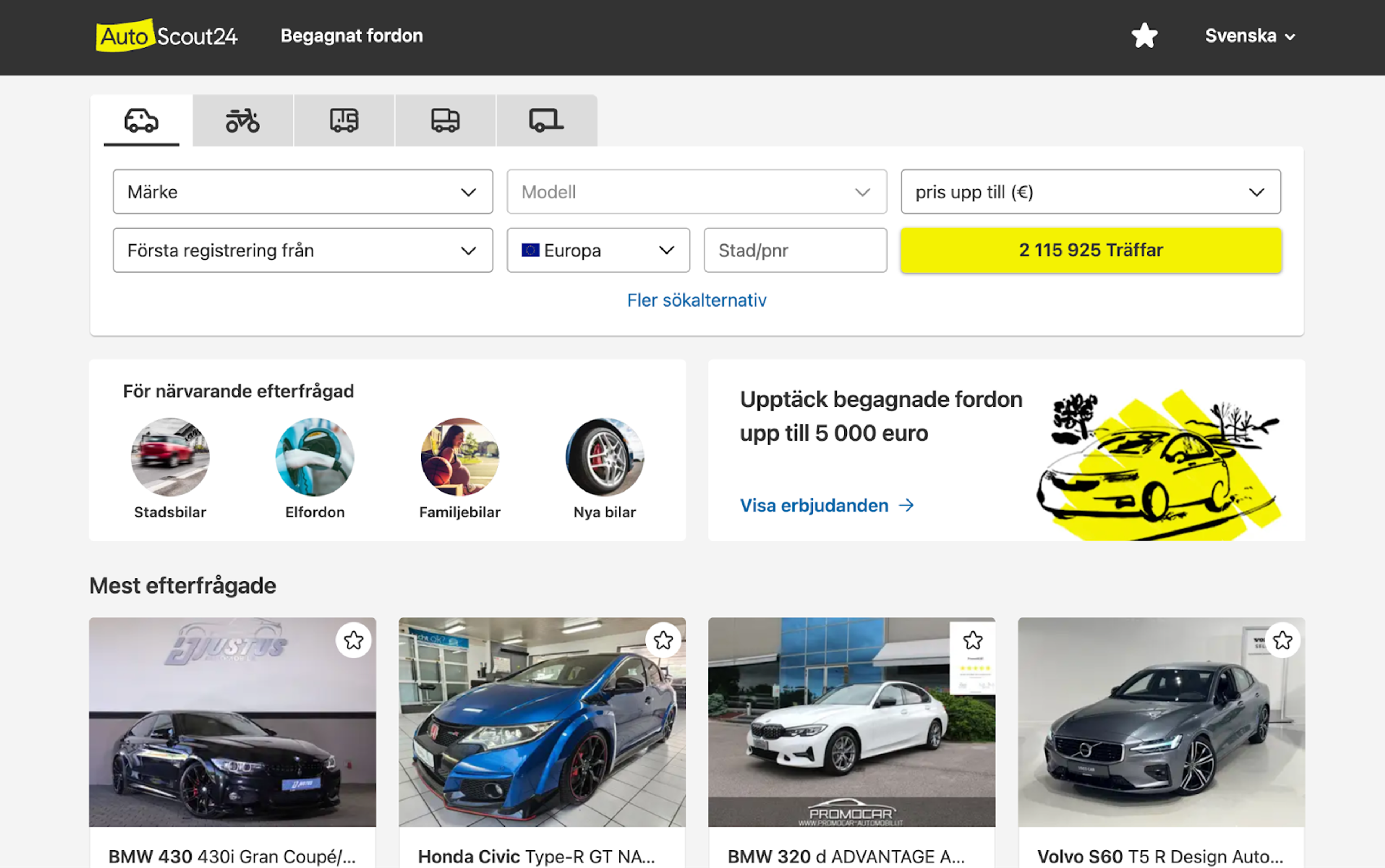 Autoscout24 – etusivu