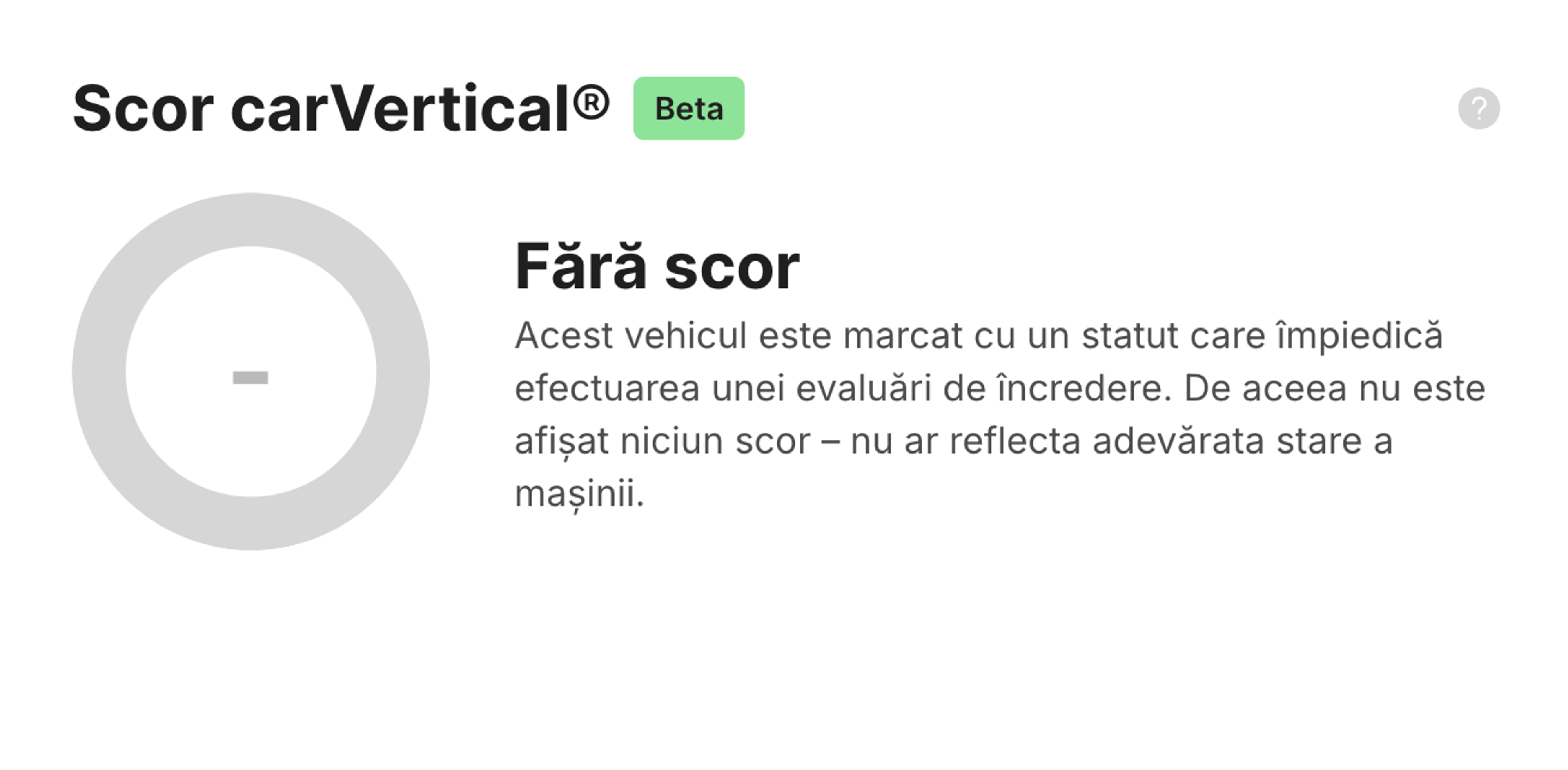 Scor carVertical indisponibil în raport