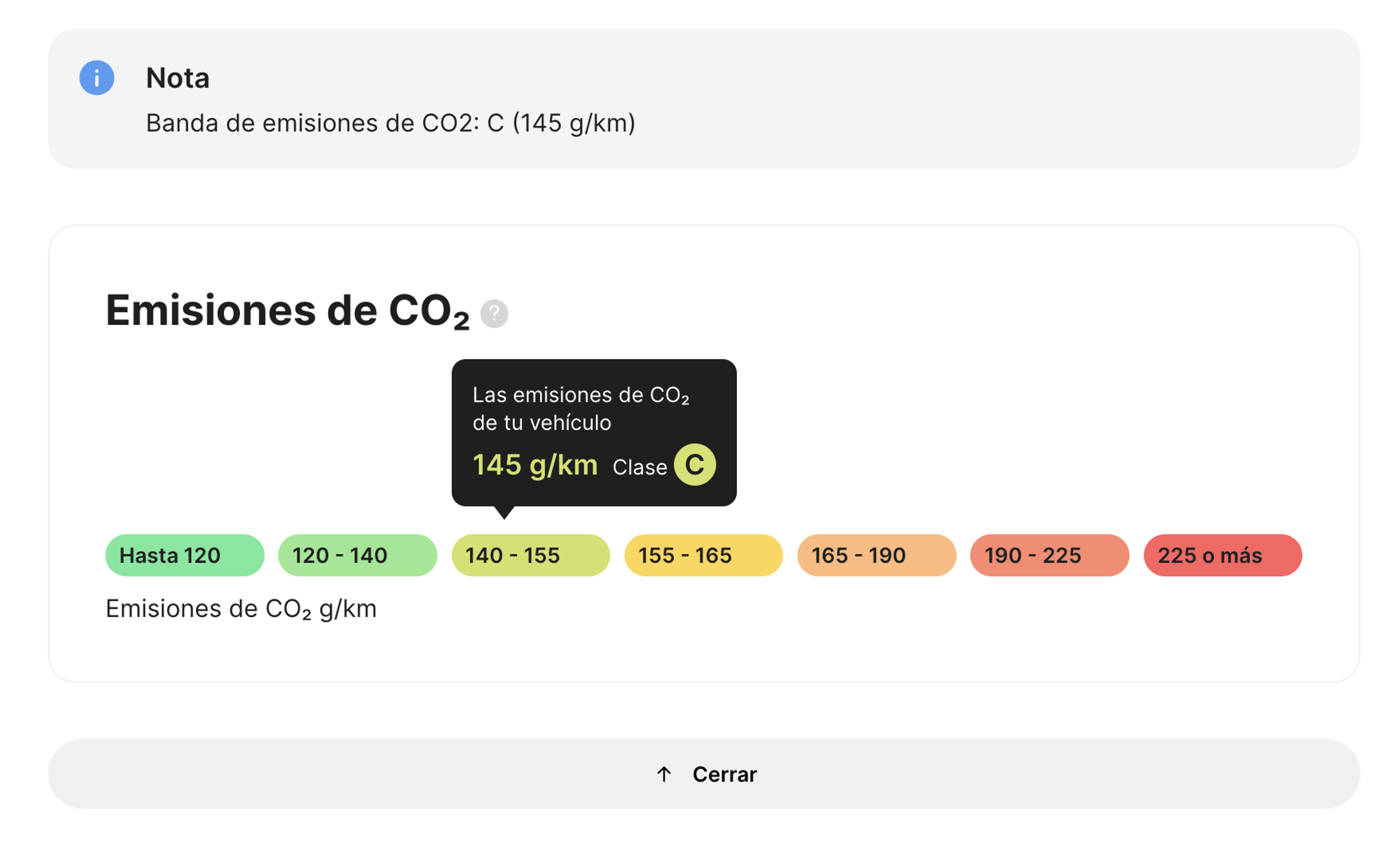 Tramo impositivo en el informe "carVertical"