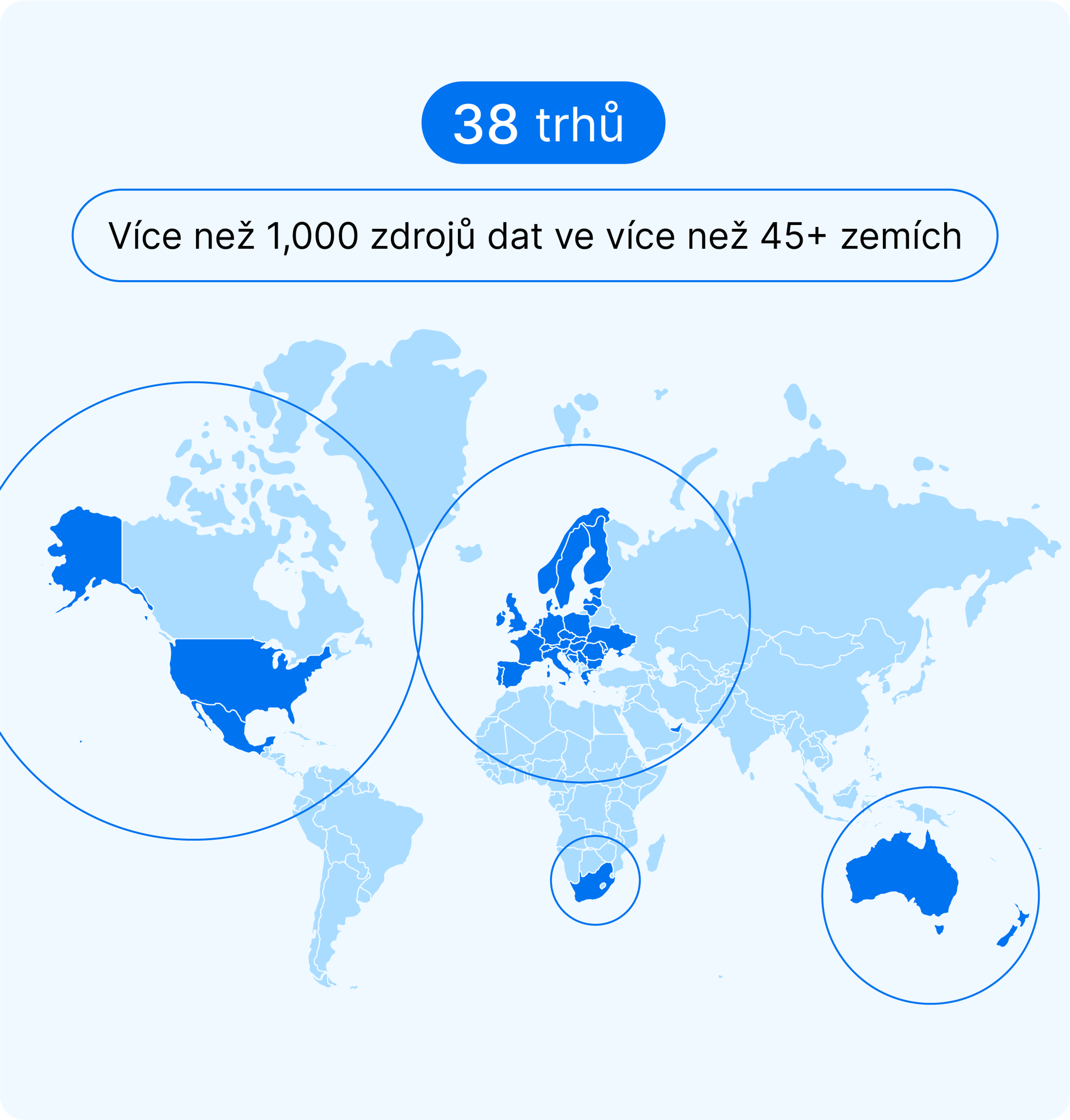 Trhy, zdroje dat, země dat, obrázek mapy