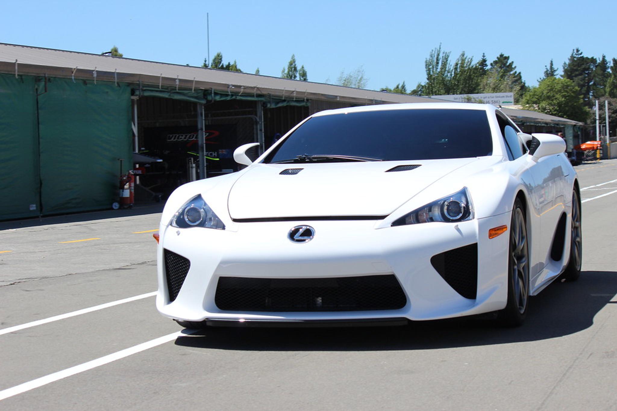 White Lexus LFA on the road