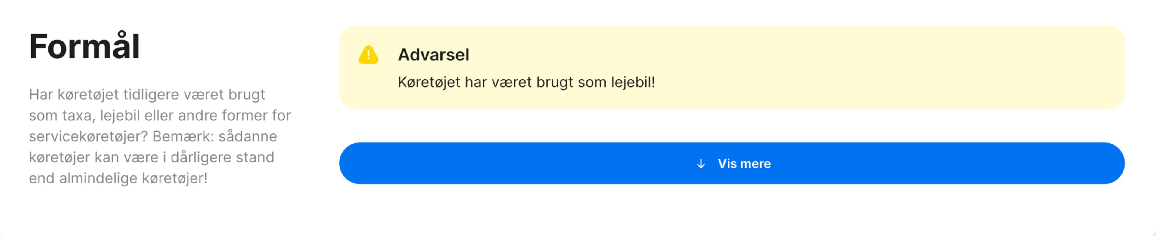 formålssektion i "carVertical"-rapporten