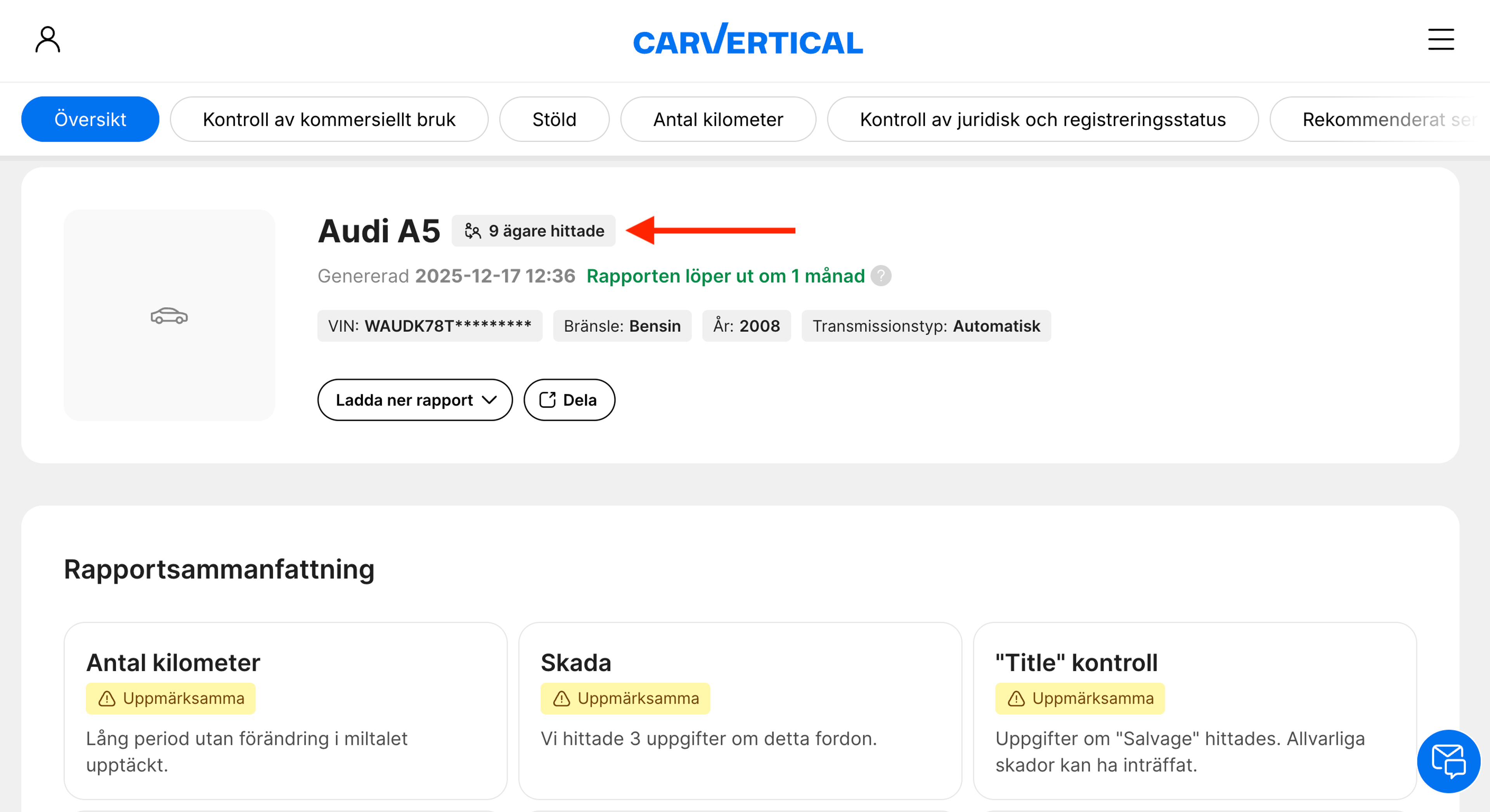 Antal ägare till fordonet