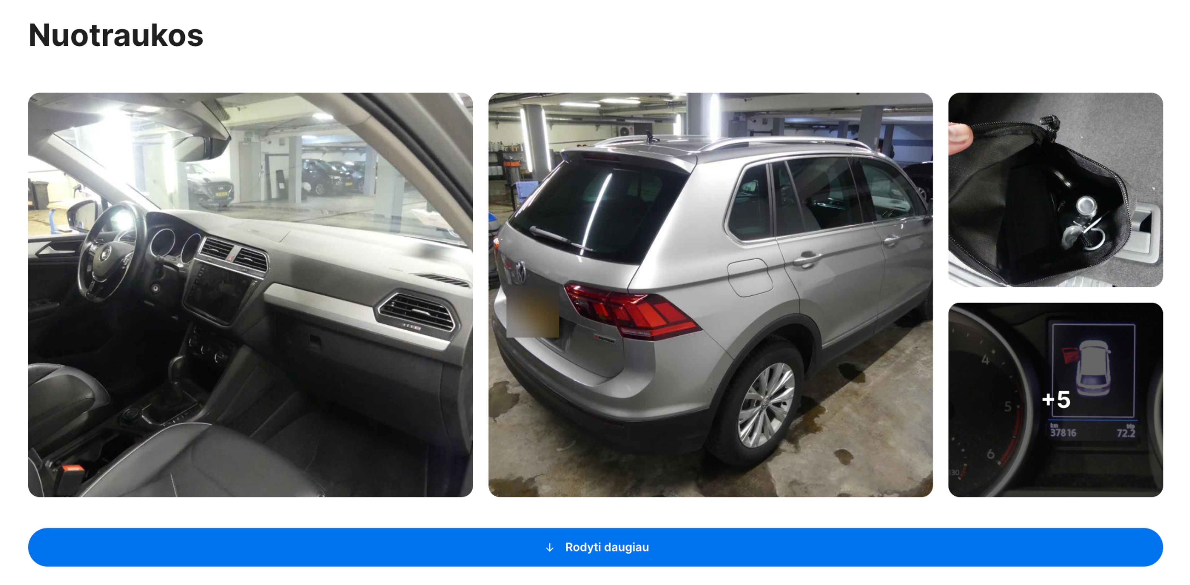 Nuotraukų skiltis carVertical ataskaitoje