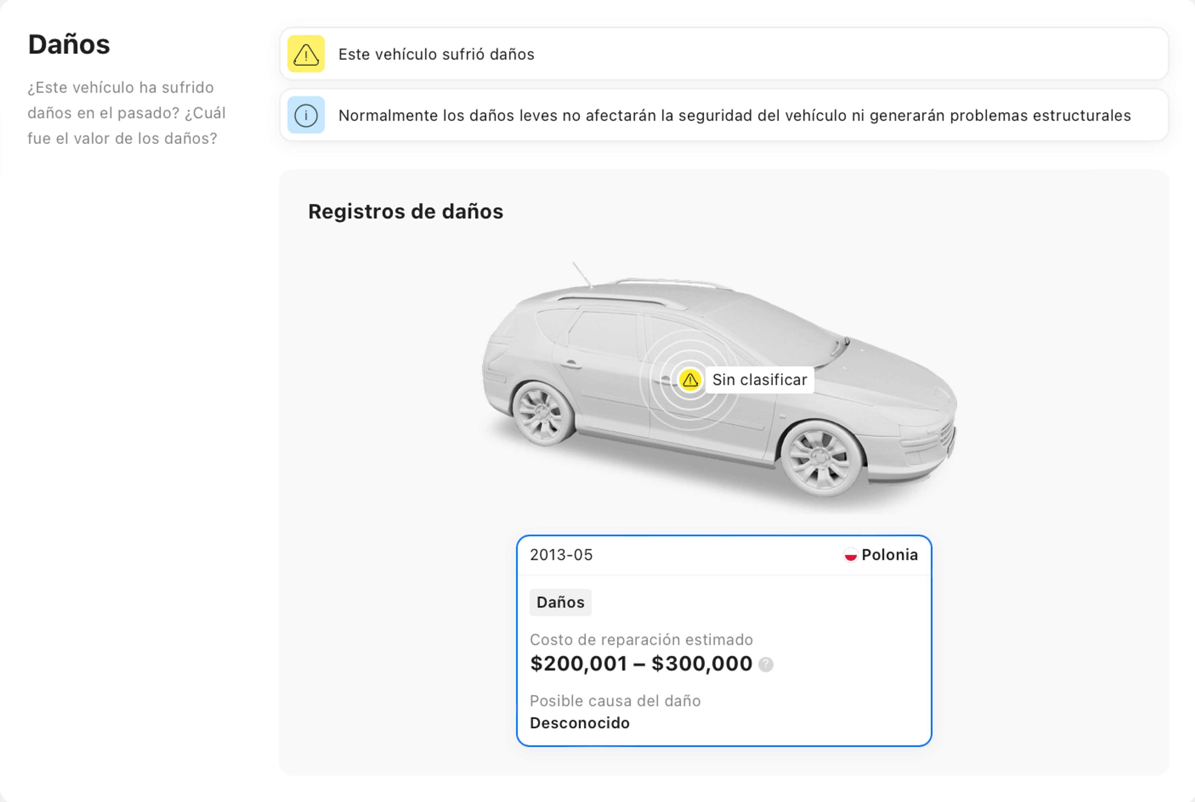 Informe de daños graves al coche