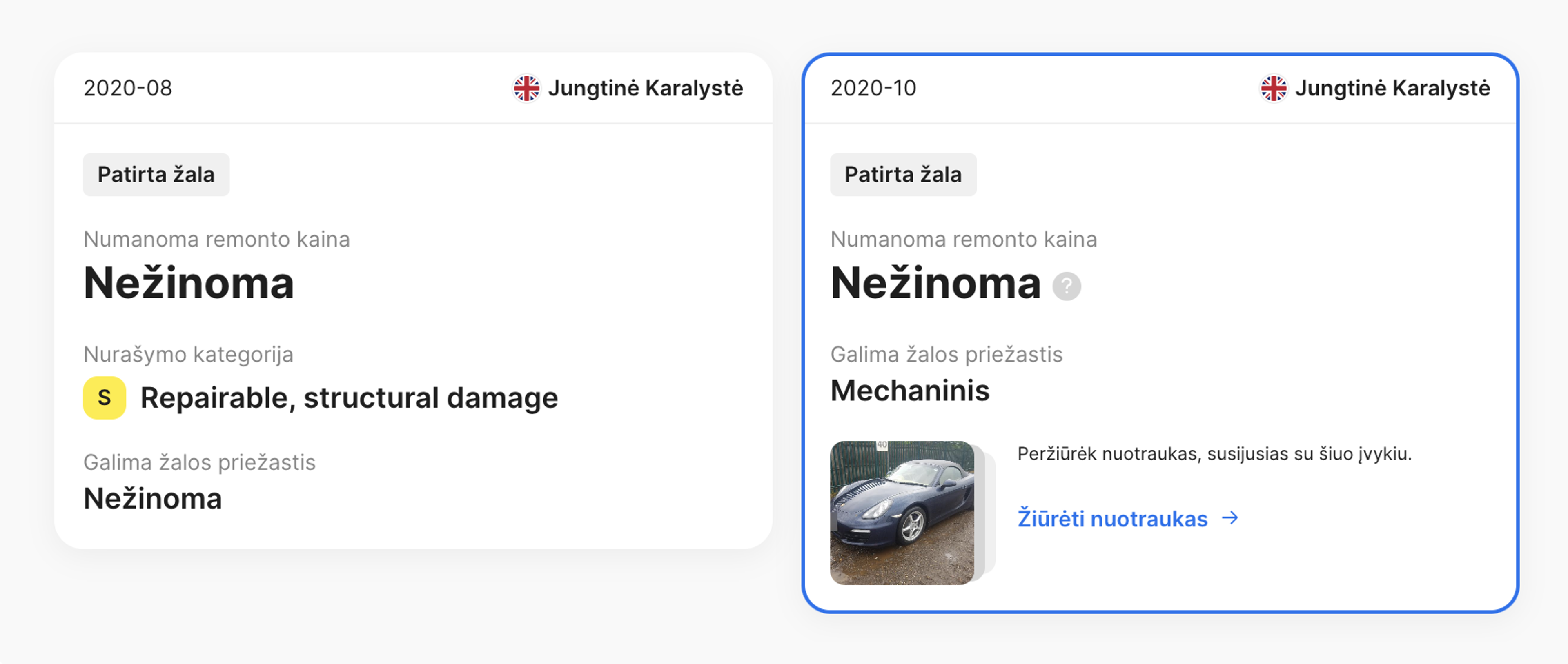Patirtos žalos skiltis su nuotraukomis