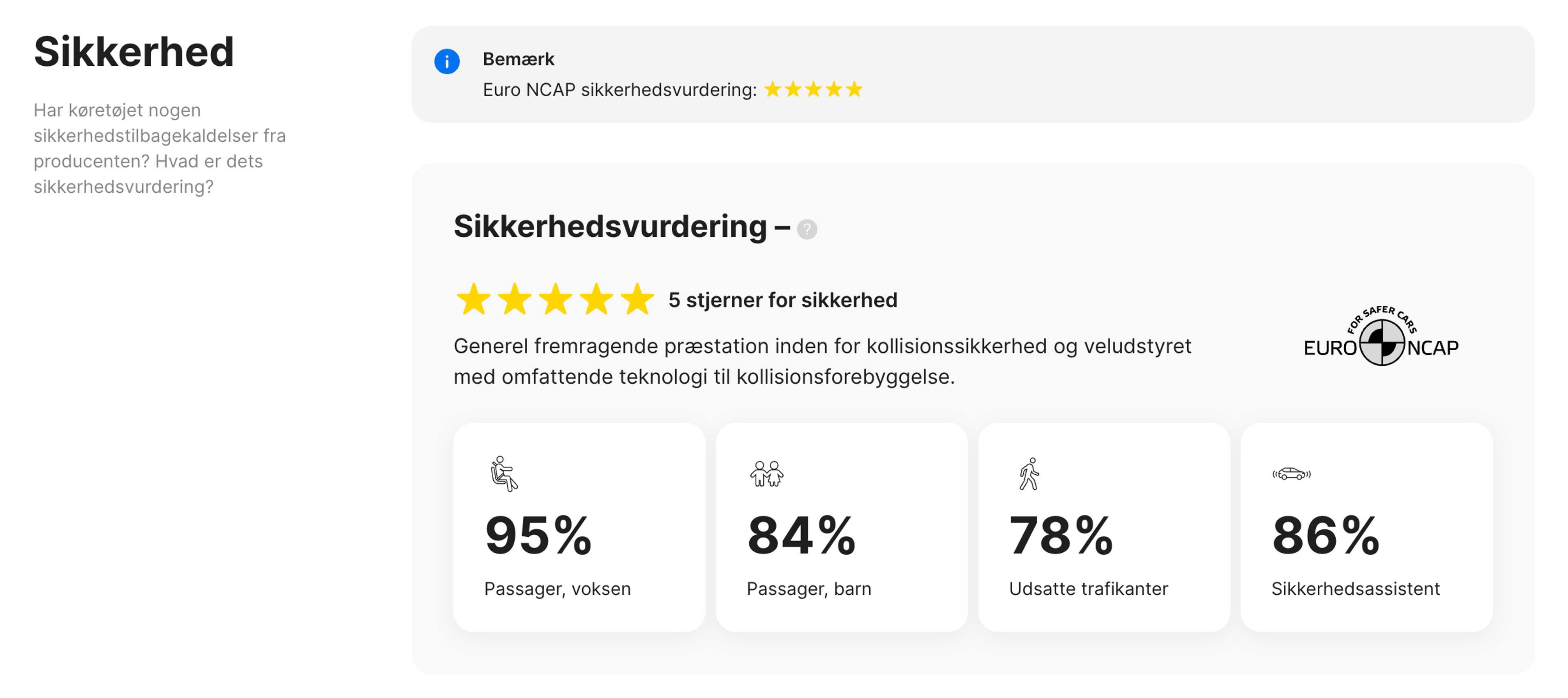 Sikkerhedsafsnit i carVertical rapport