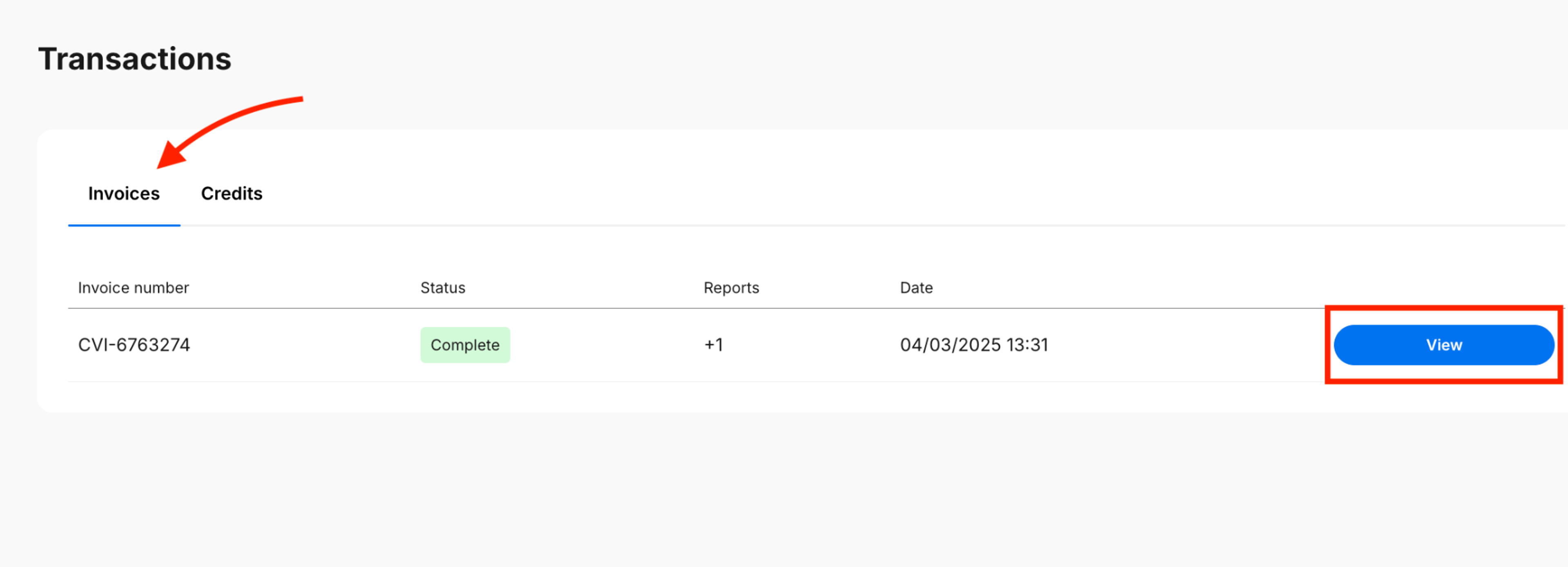 invoices in carVertical account