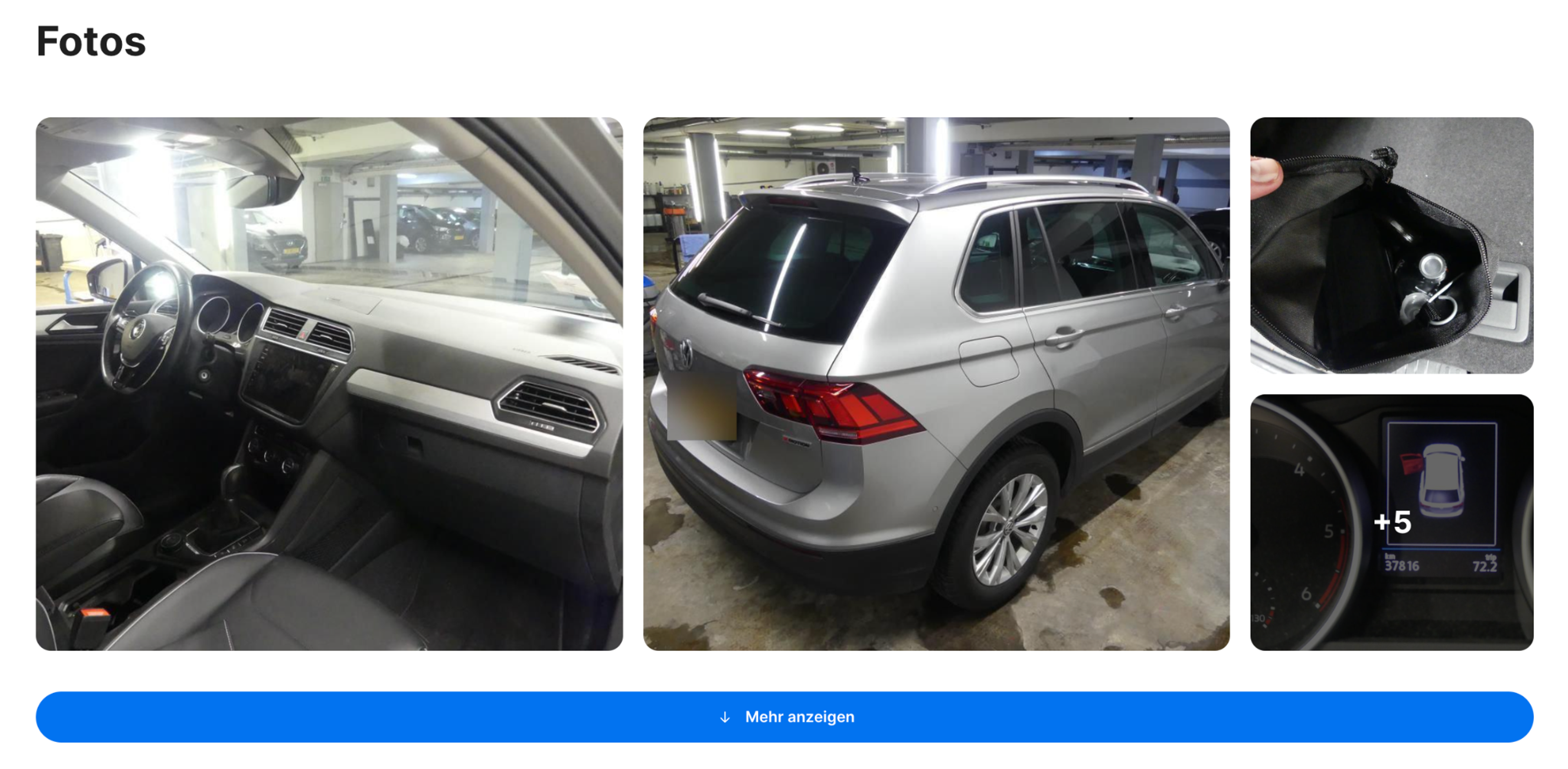 Section photos dans le rapport carVertical