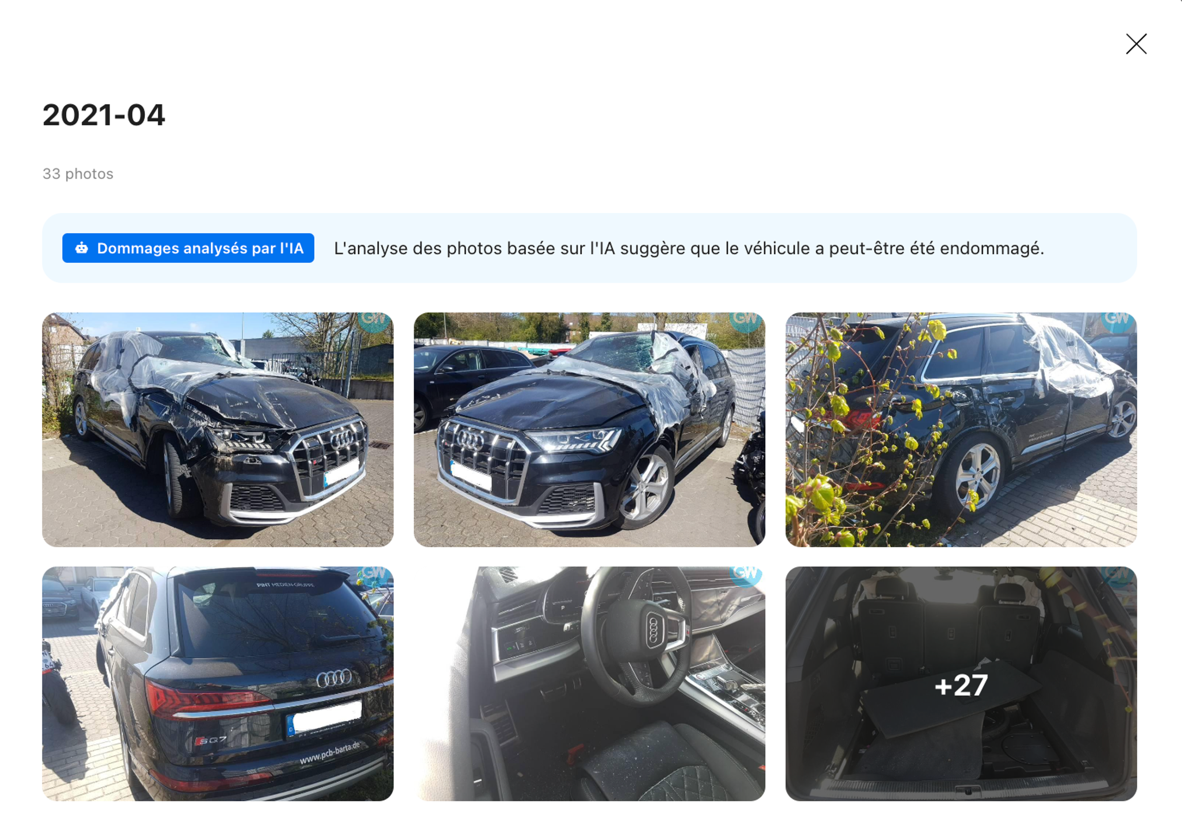 L'IA a détecté des dommages à partir des photos du véhicule