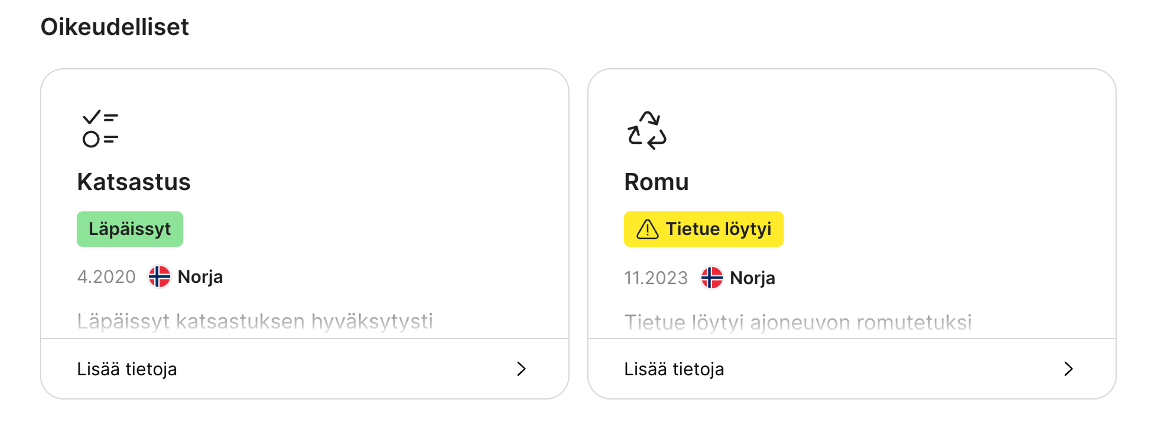 Romutustieto carVertical-raportissa