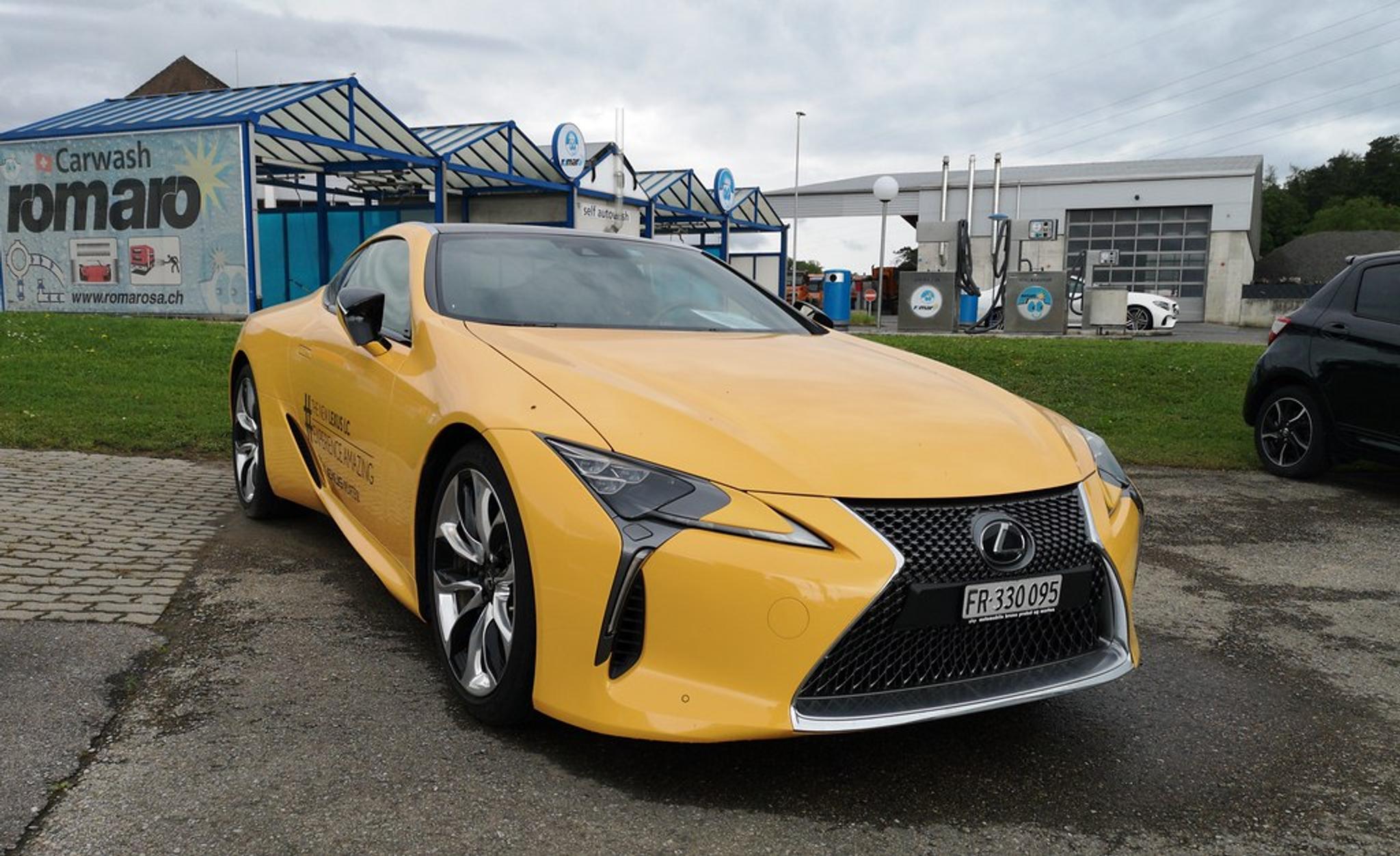 Bright yellow Lexus LC