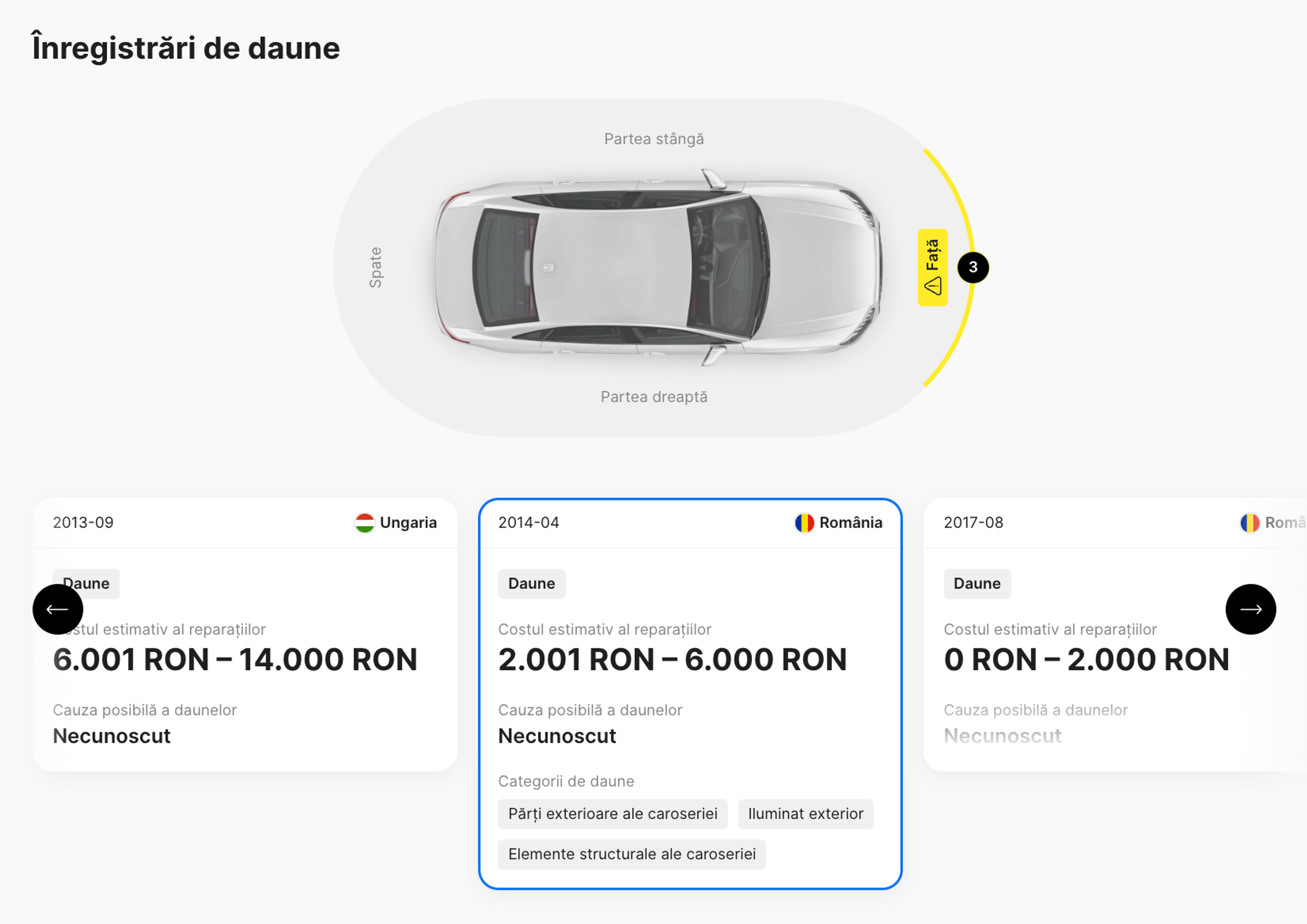Istoricul de accidente al unei mașini, descris într-un raport carVertical