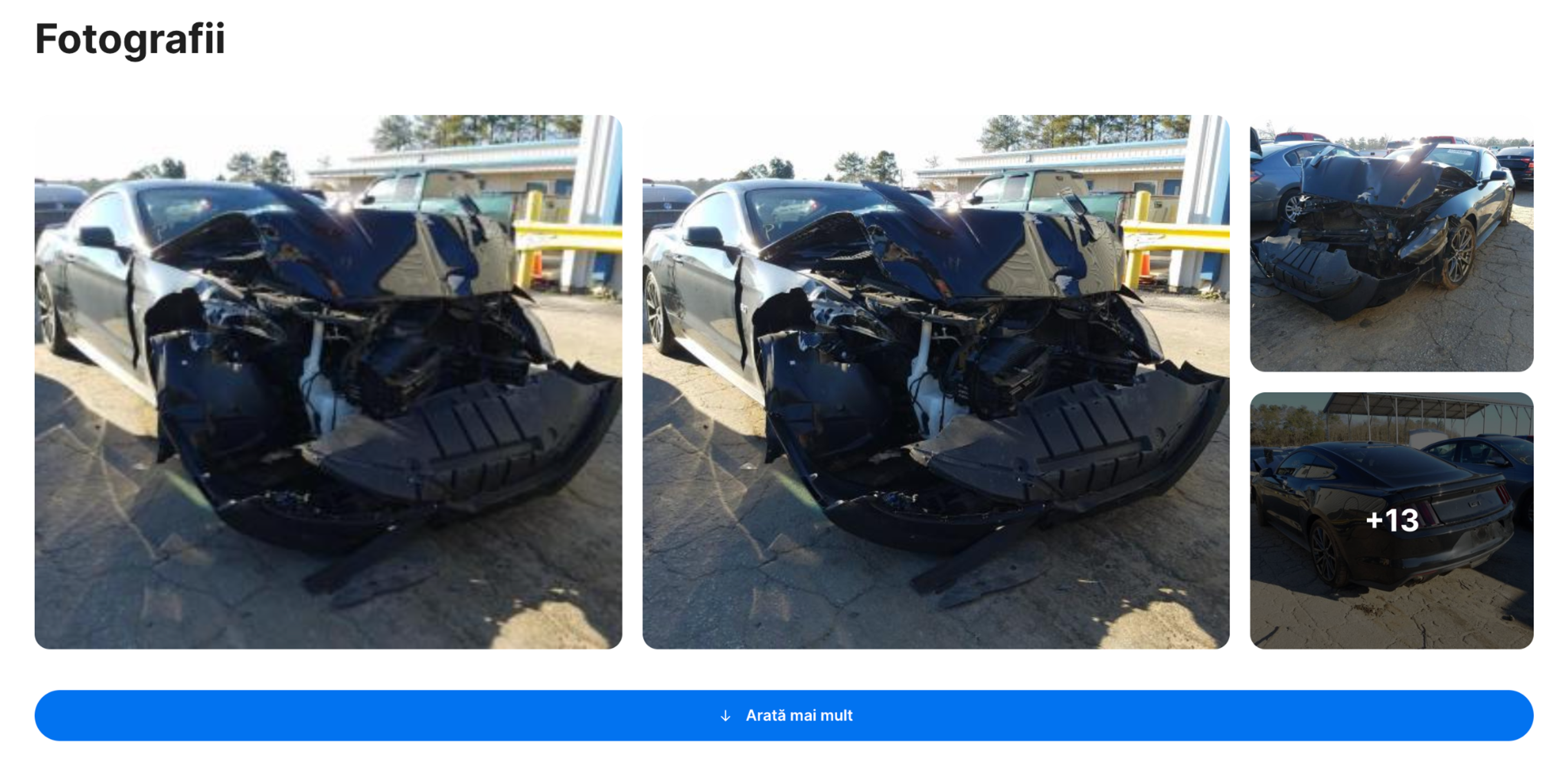 mașină avariată în raportul „carVertical”