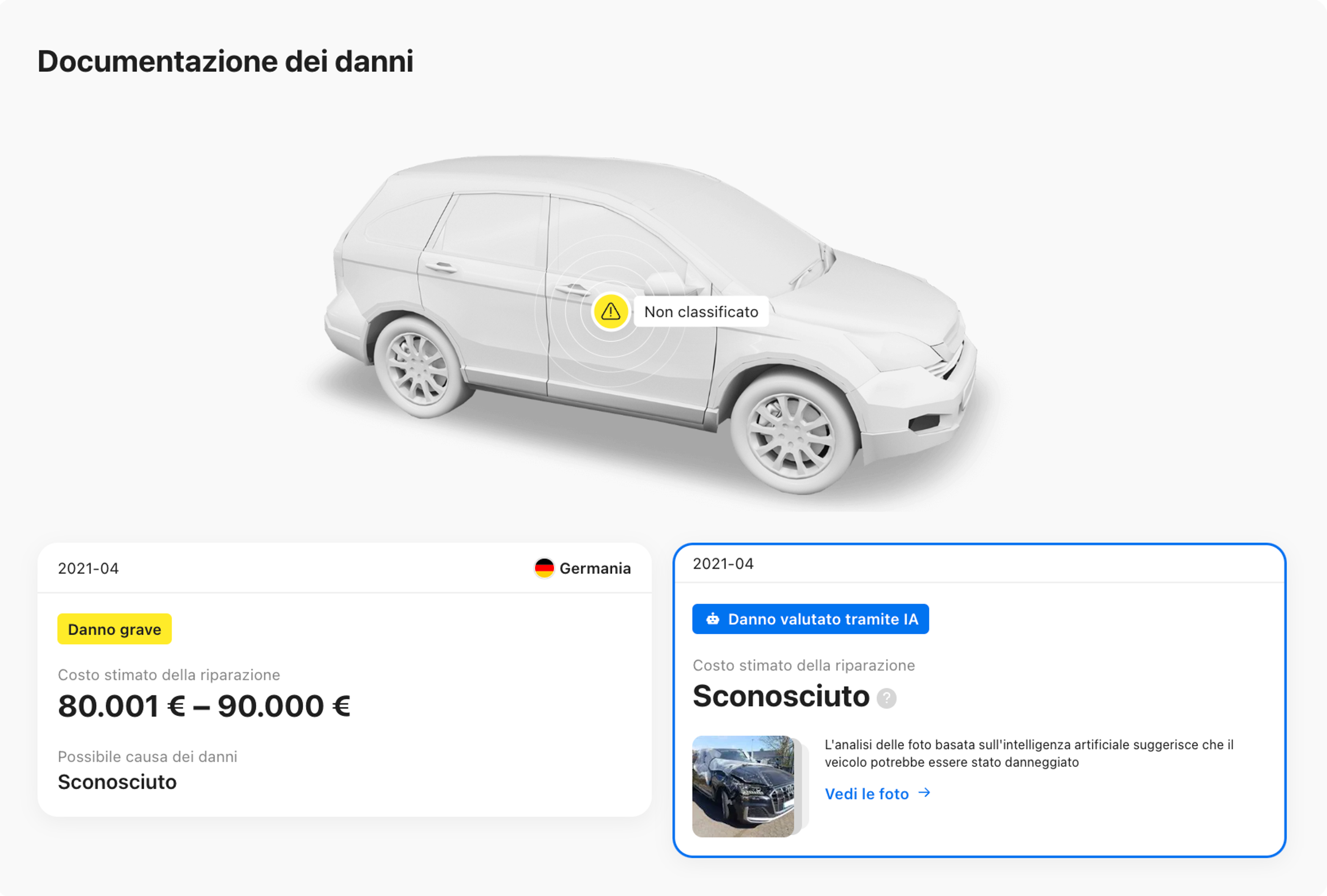 L'intelligenza artificiale ha rilevato danni dalle foto del veicolo