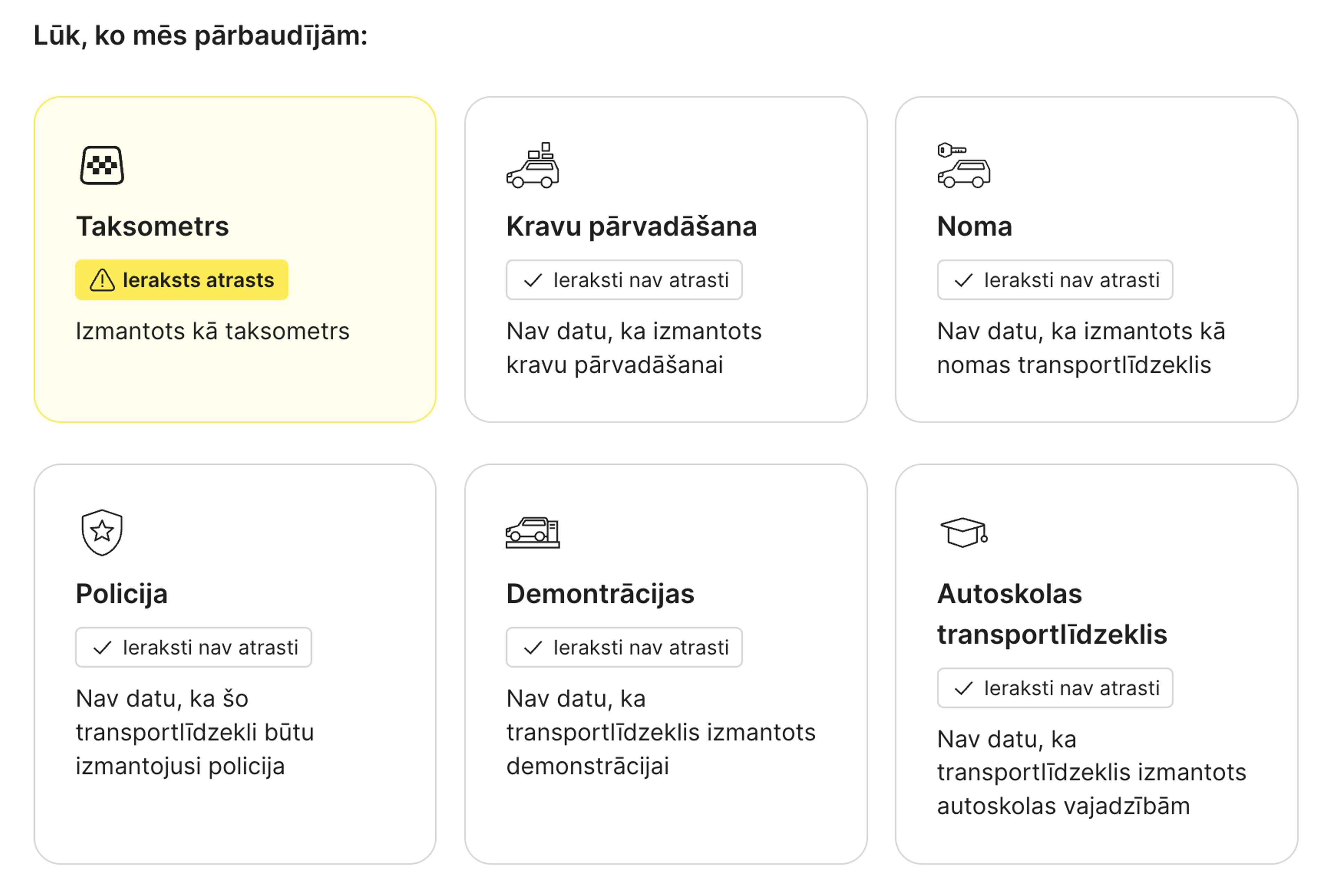 "carVertical" pārskatā atrasts taksometra ieraksts
