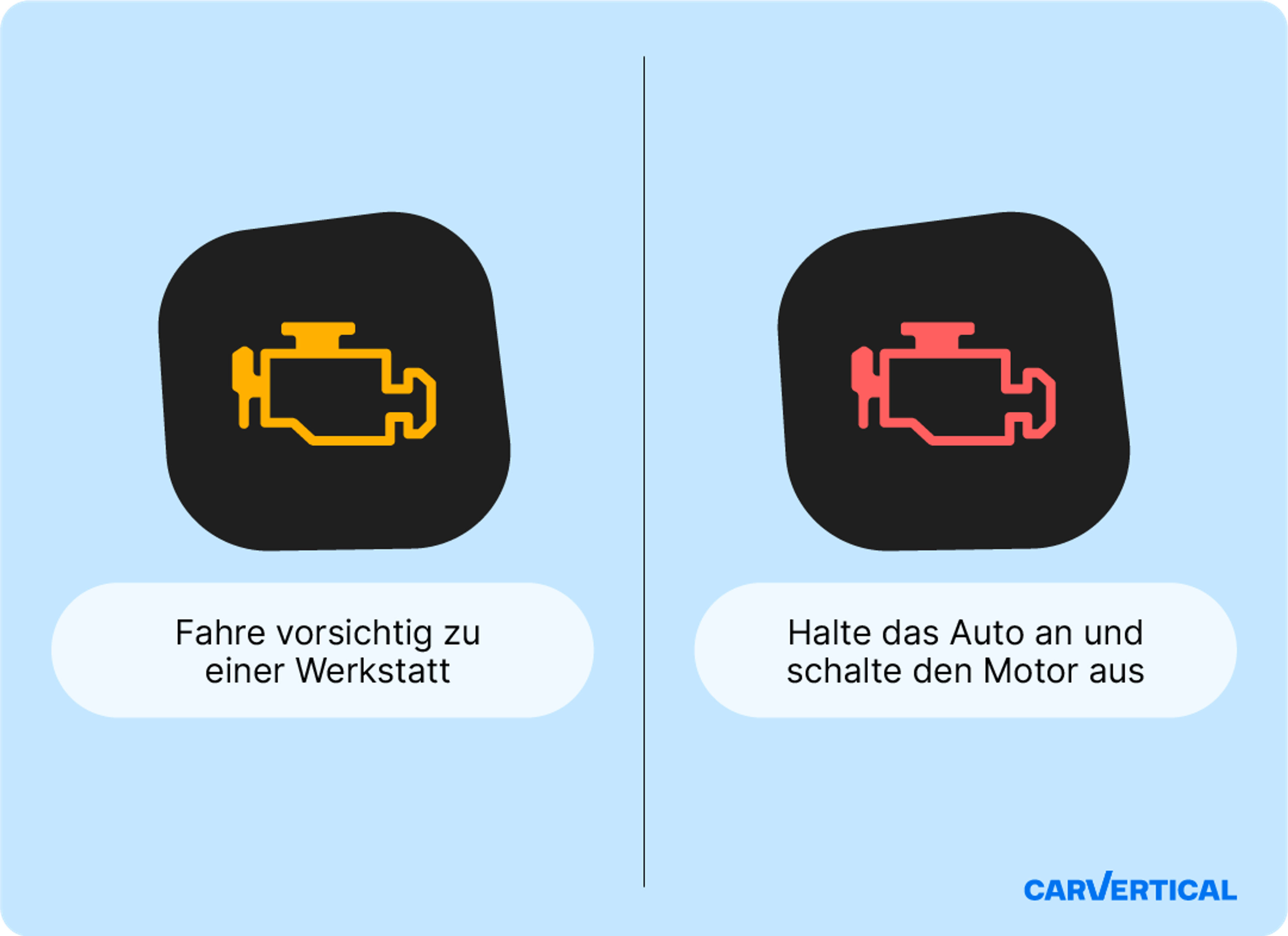 Bedeutung der roten und gelben Motorkontrollleuchte