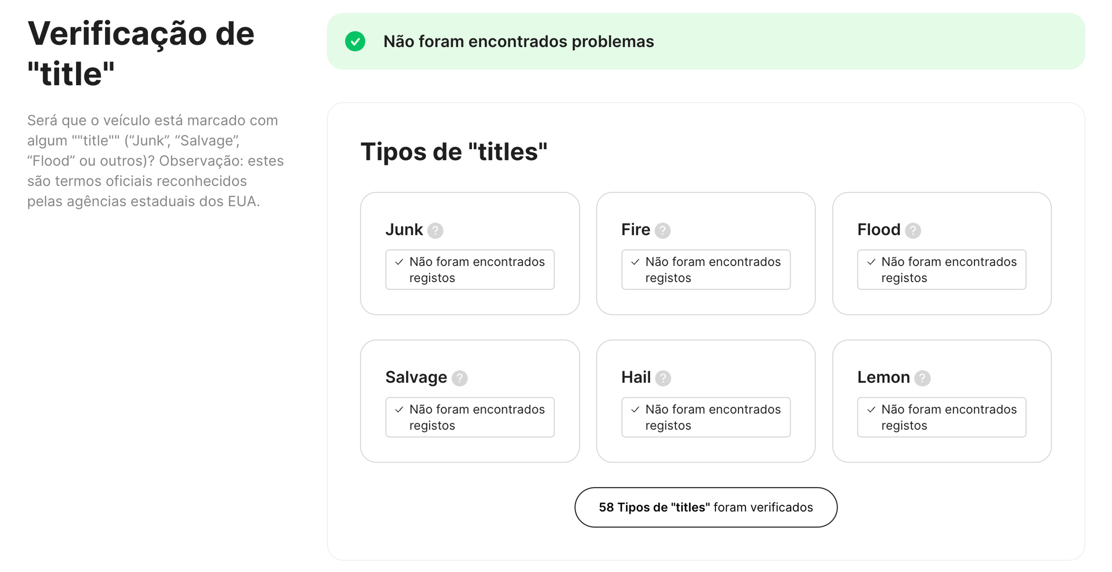verificação de título num relatório carVertical