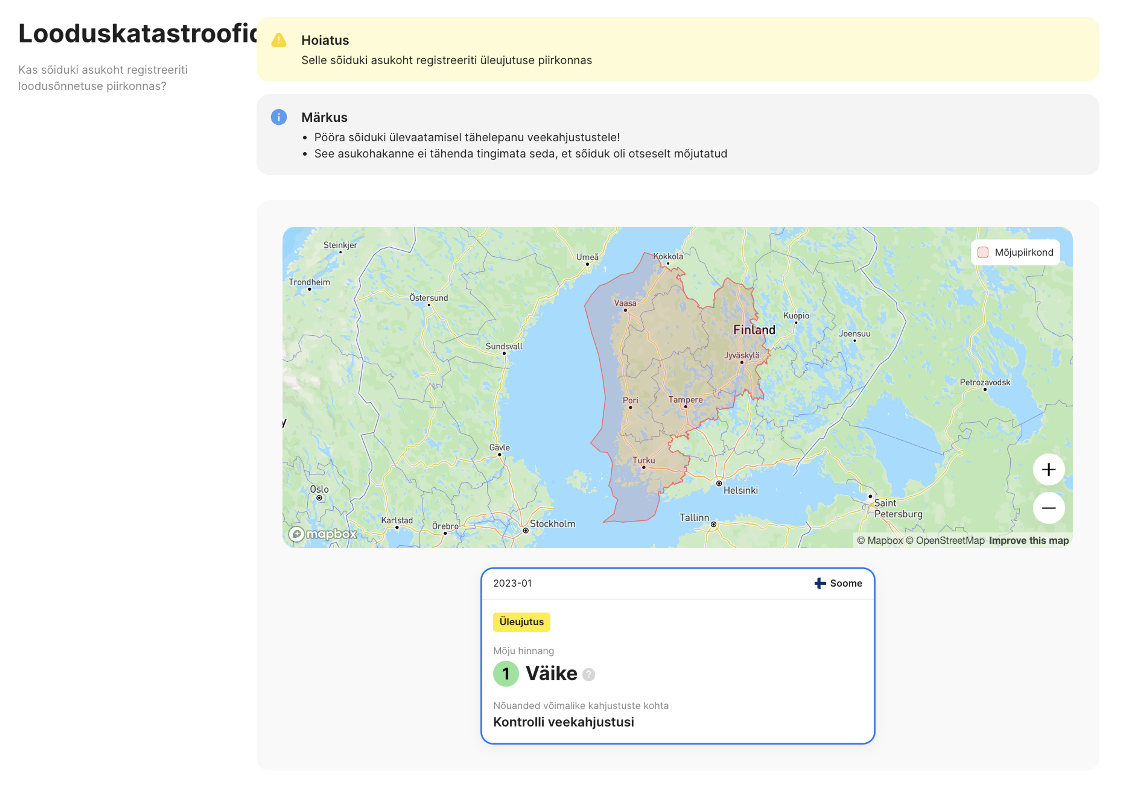 looduskatastroofi jaotis carVerticali aruandes