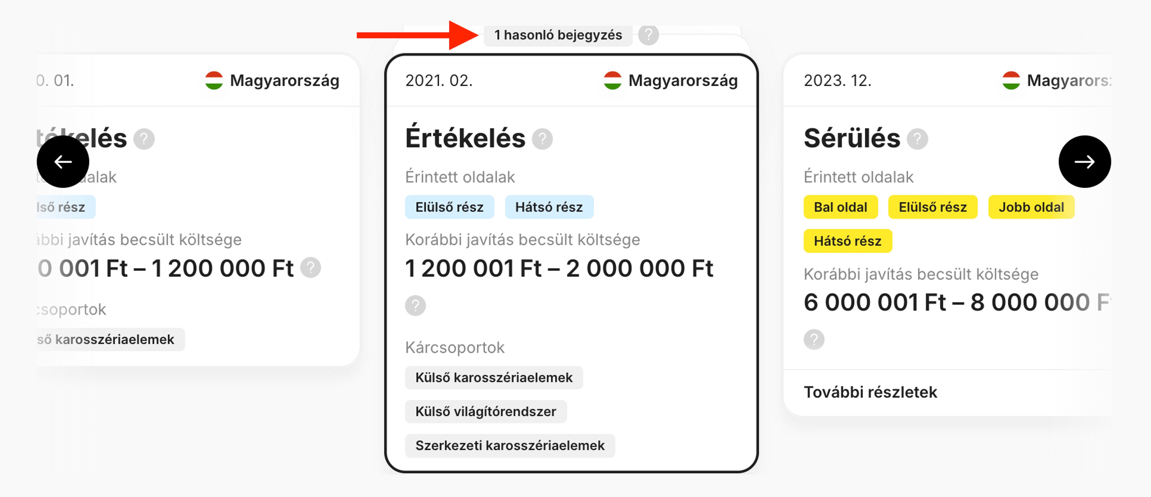 „Hasonló bejegyzések” a „Sérülés” szakaszban