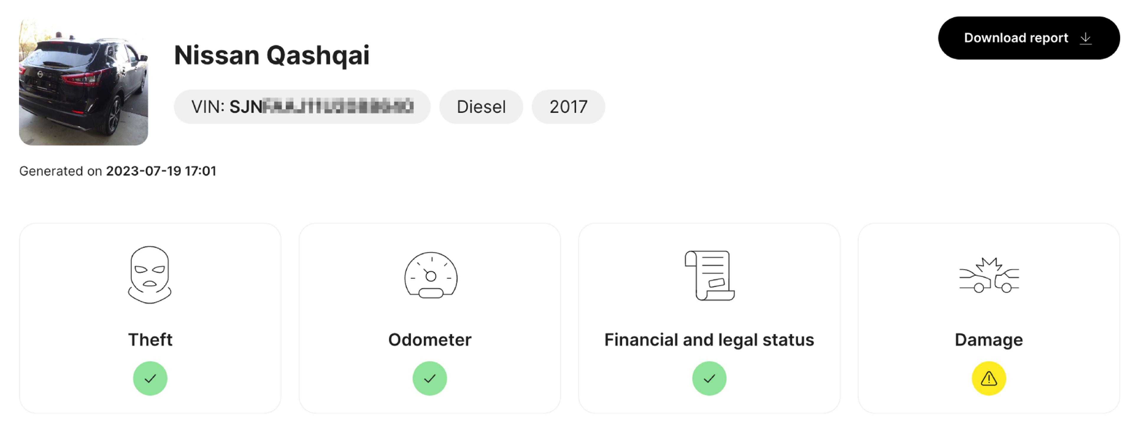 Nissan Qashqai history report