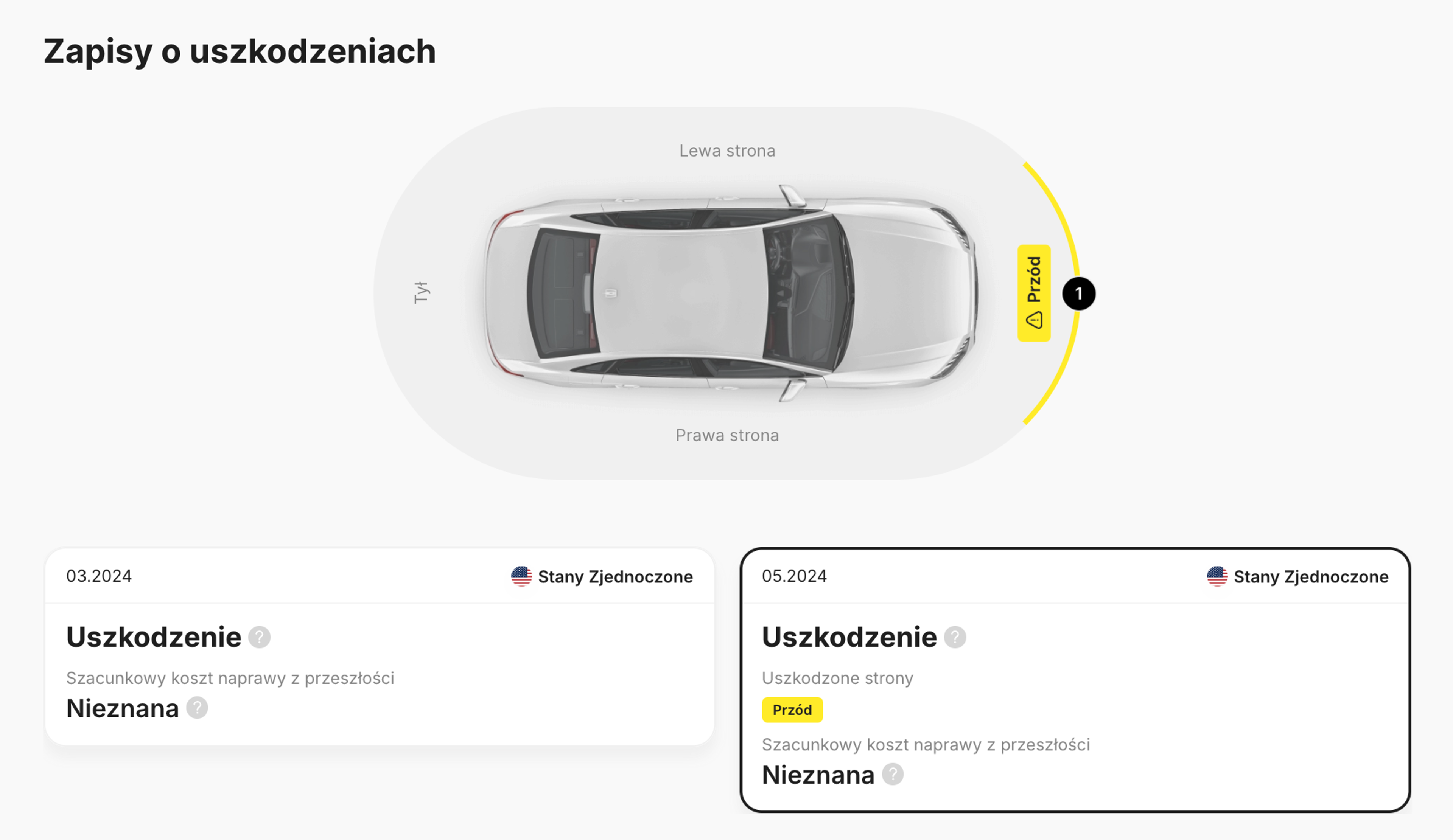 Wypadki odnotowane w USA