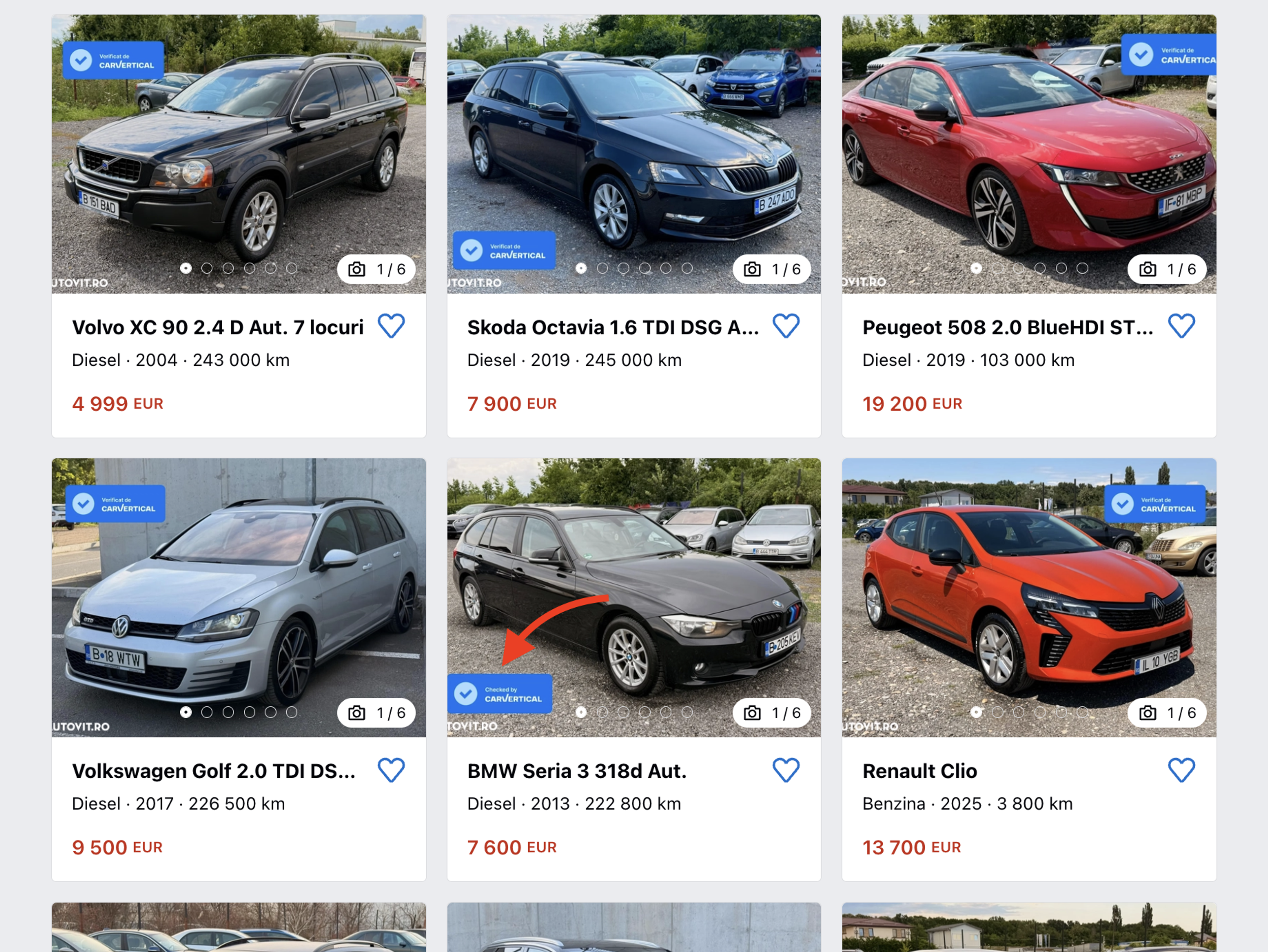 Anunțuri de mașini second-hand cu insigne de verificare carVertical