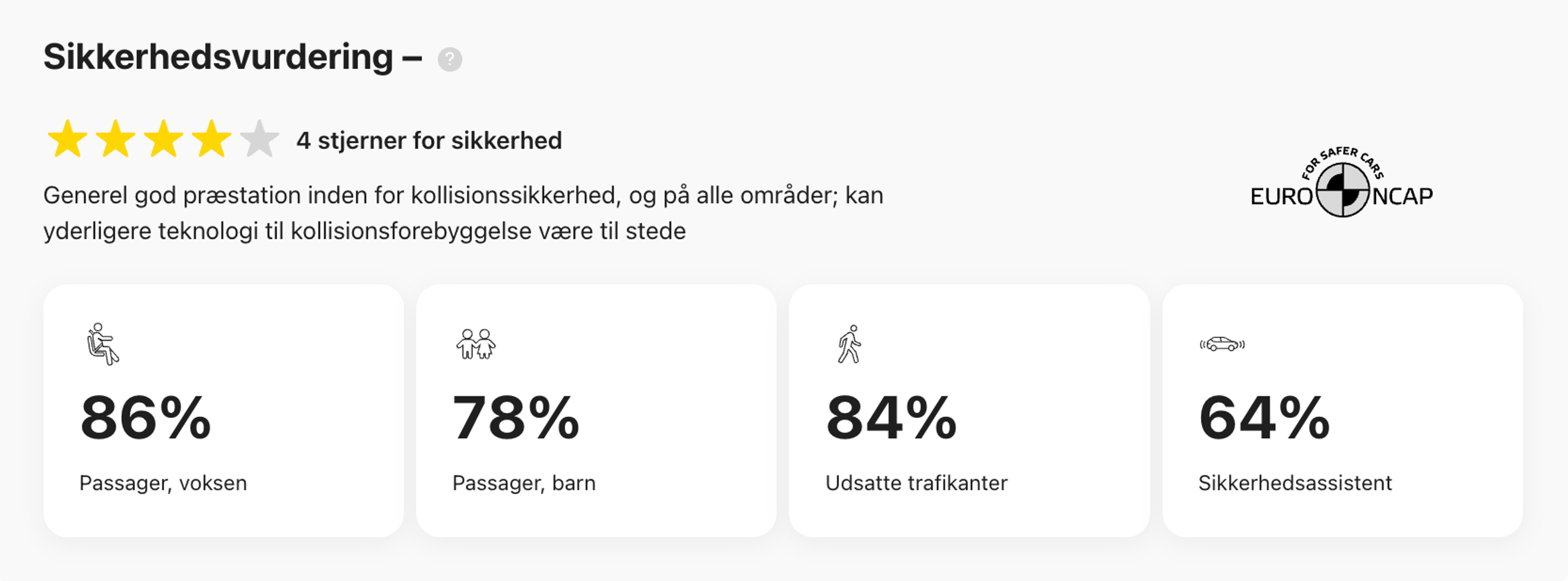 Euro NCAP sikkerhedsvurderinger i carVertical rapport