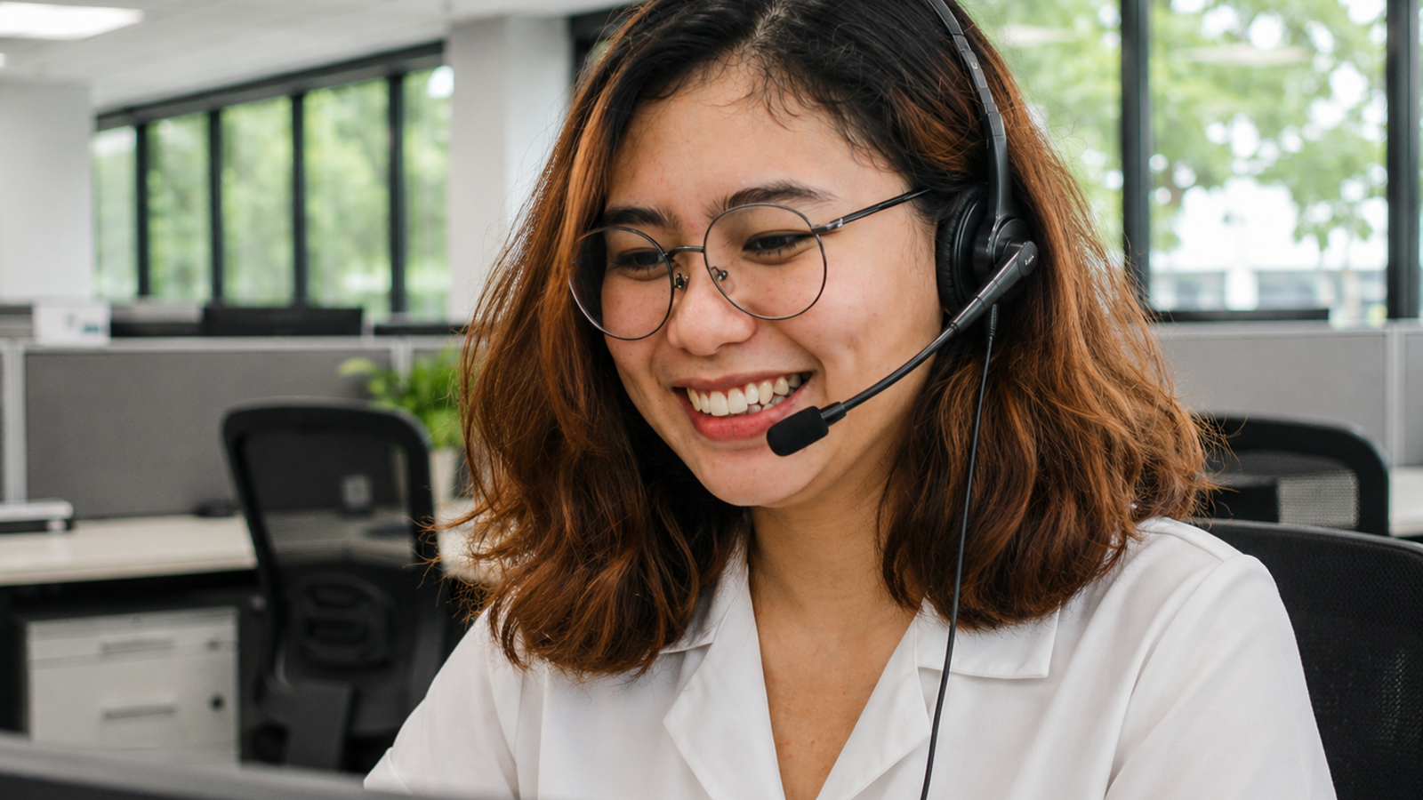 Customer support specialist meeting with a subscriber