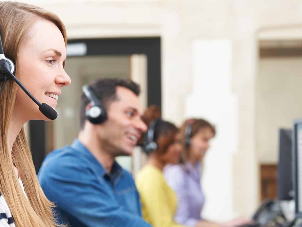 Customer care representative handling a call