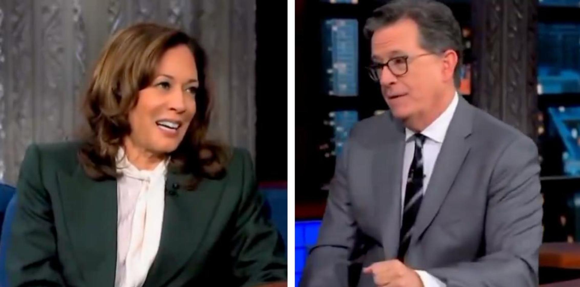 Kamala tells Stephen Colbert she wants to be an outsider to a 'broken' political system