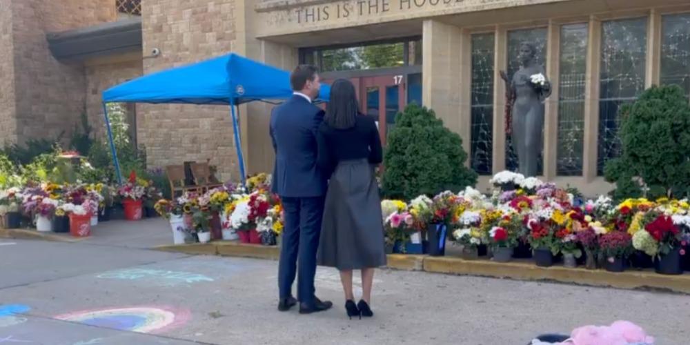 LGBTQ activists protest JD Vance as he, Usha visit Minnesota, pay respects to Catholic schoolchildren murdered by trans killer