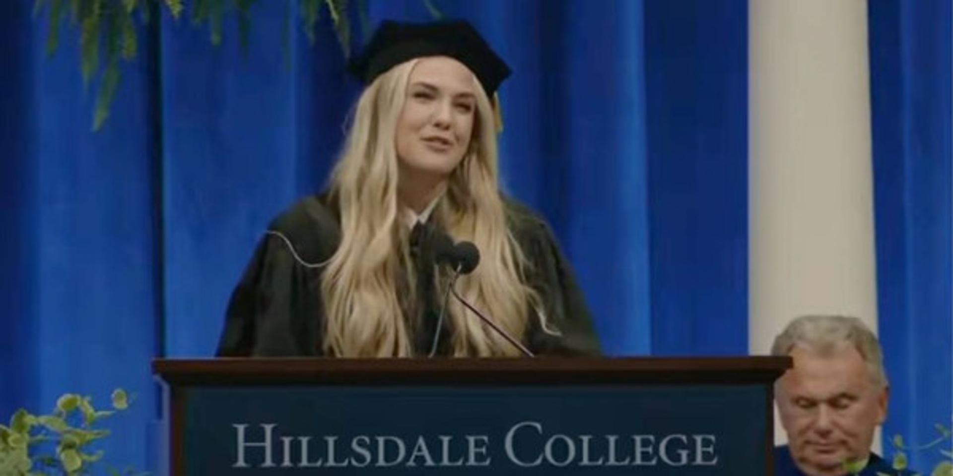 Hillsdale College awards Charlie, Erika Kirk with honorary degrees as she tells grads to love America and marry young