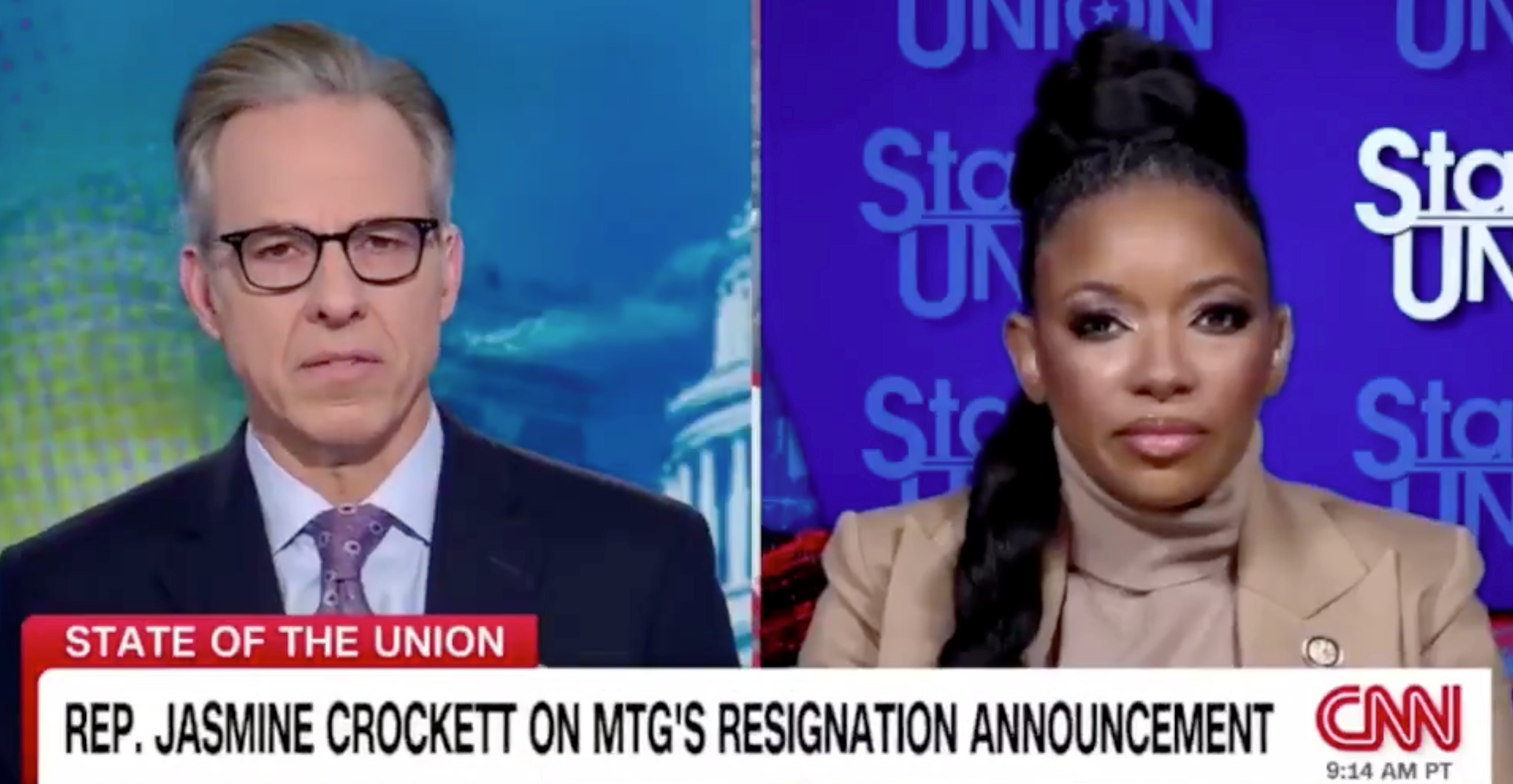 Jasmine Crockett mocks MTG resignation, says everyone else can take the heat but her