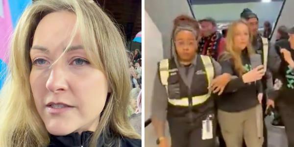 Portland Thorns security forcibly remove women wearing XX-XY shirts as pro-trans fans scream insults, cheer their removal