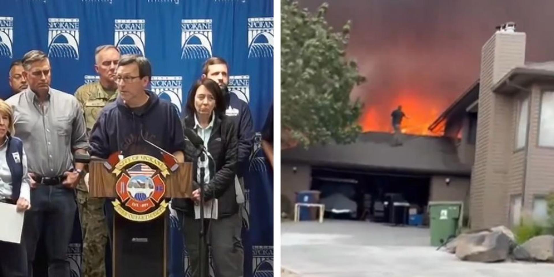 Homes burn to the ground in Spokane, Washington as over 65,000 residents forced to flee wildfire flames