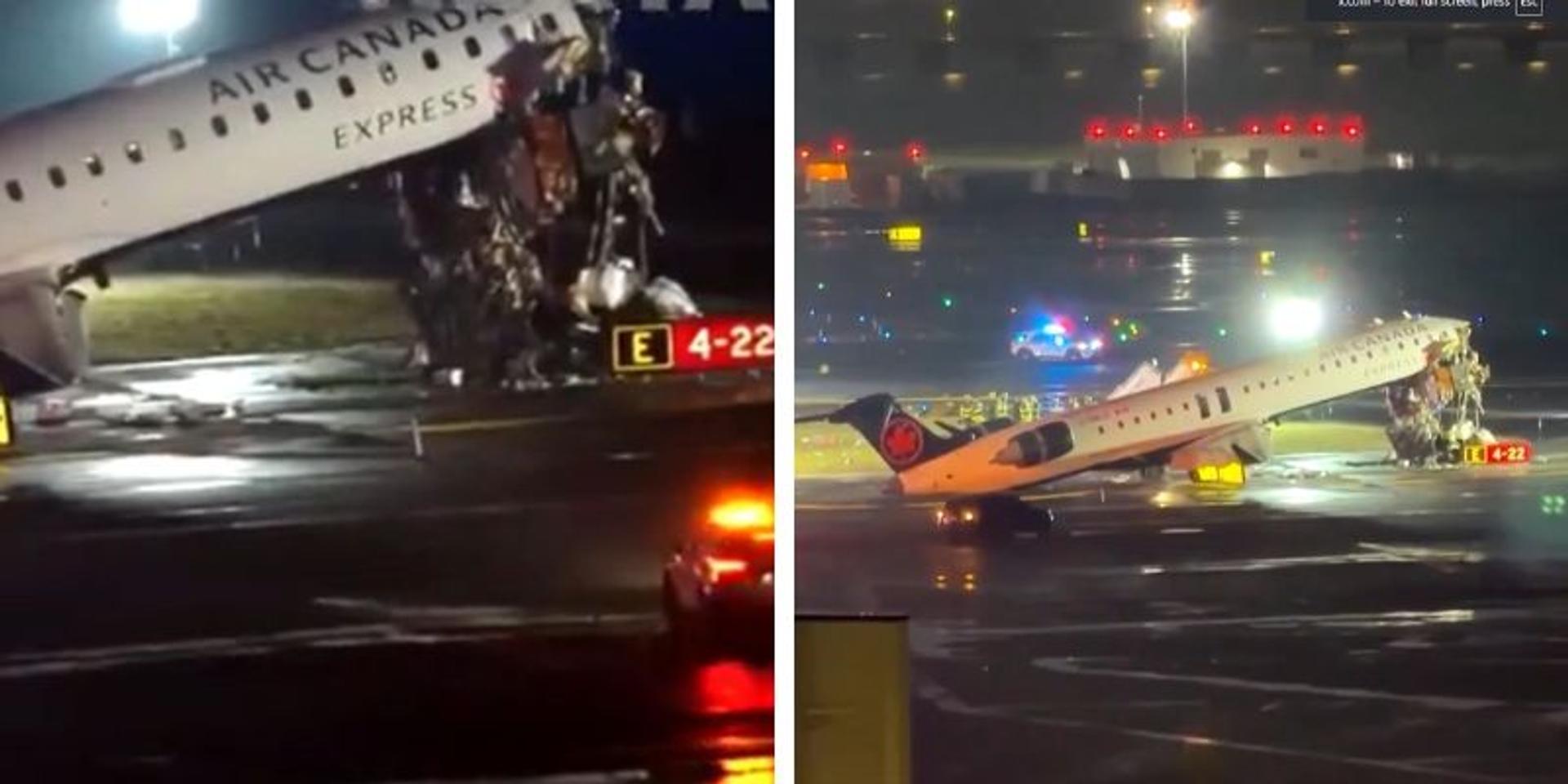 Flight attendant survives after being EJECTED from plane during Air Canada crash at LaGuardia