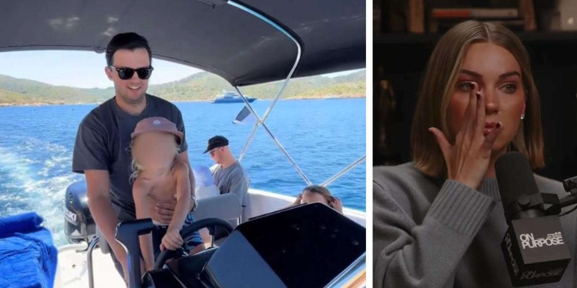 Influencer Emilie Kiser slammed for letting her toddler ride on a boat without a life jacket one year after her son drowned in pool
