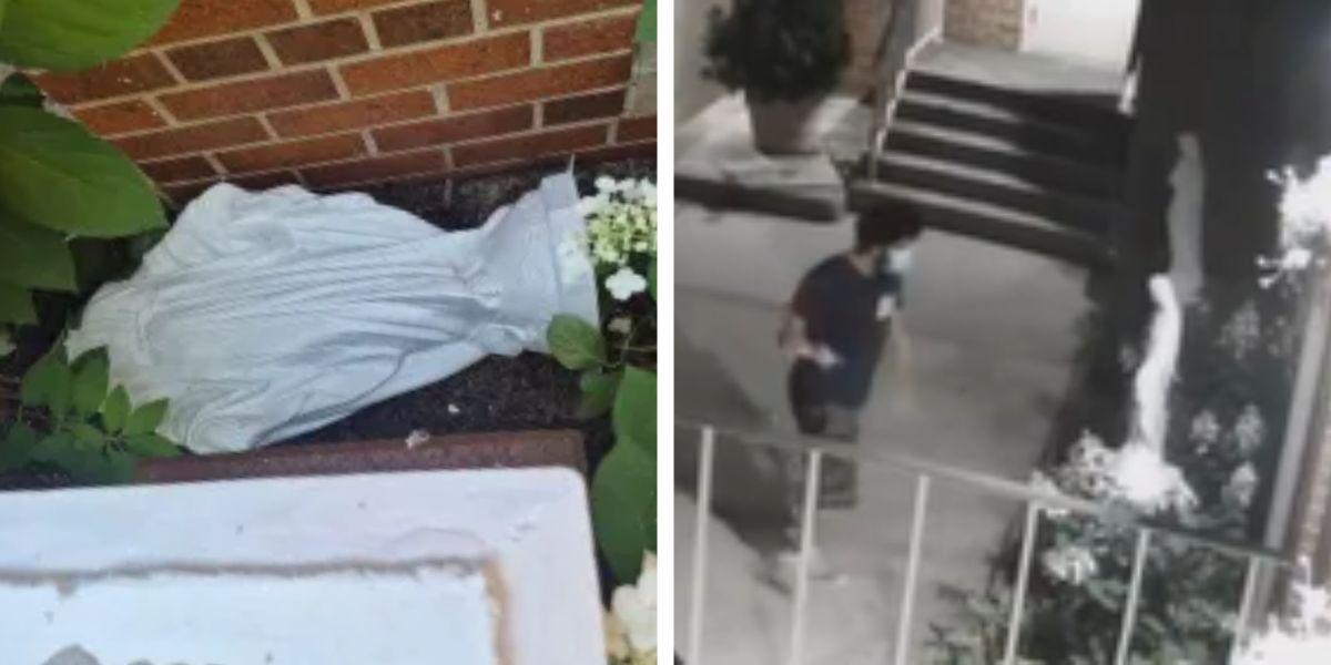 Hammer-wielding vandal beheads Virgin Mary statue outside NYC Catholic church