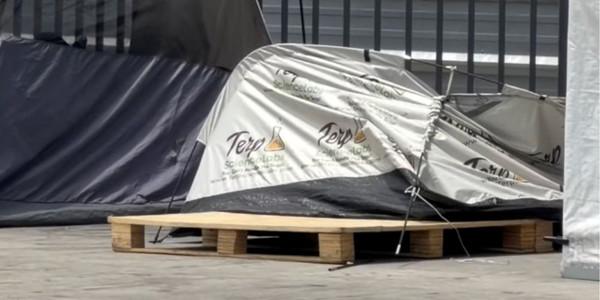 LA weed company boosts brand by giving out logo-emblazoned tents to Skid Row homeless