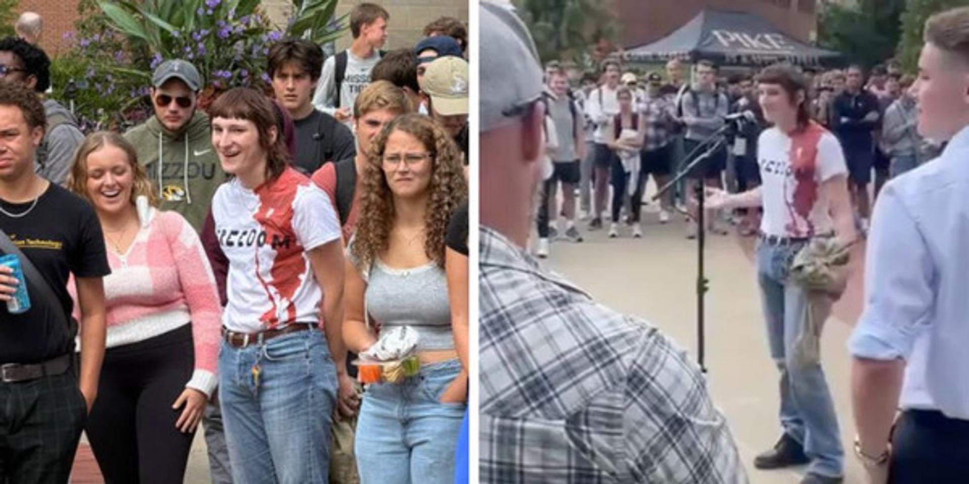 UPDATED: Mizzou trespasser in 'bloodied' Freedom shirt to mock Charlie Kirk’s assassination at TPUSA tabling event