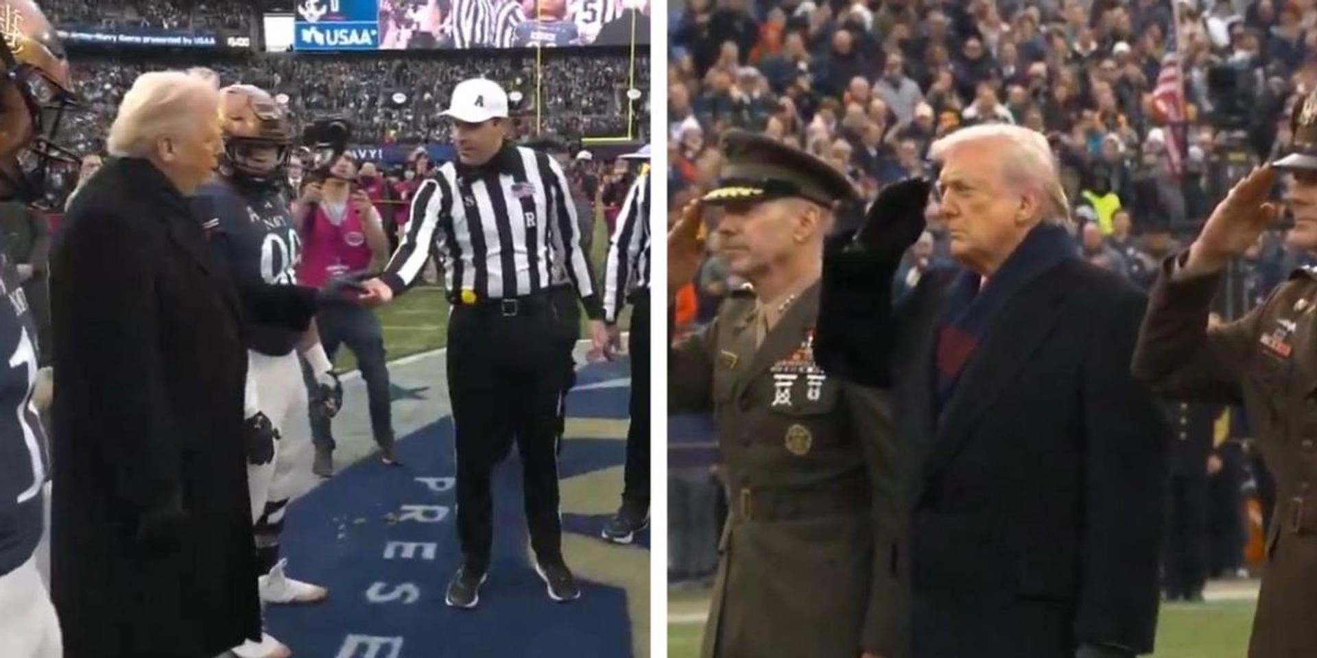 MASSIVE Army-Navy crowd cheers as Trump attends annual game, performs coin toss