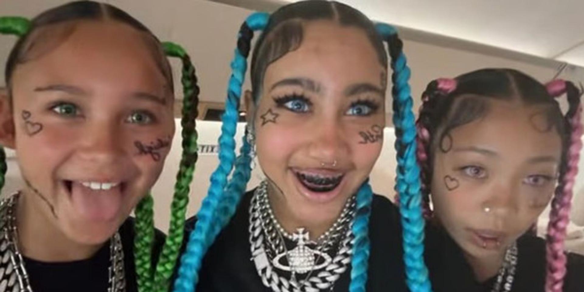 Kanye, Kim K's 12-year-old daughter posts TikTok with fake face tattoos, piercing, grills