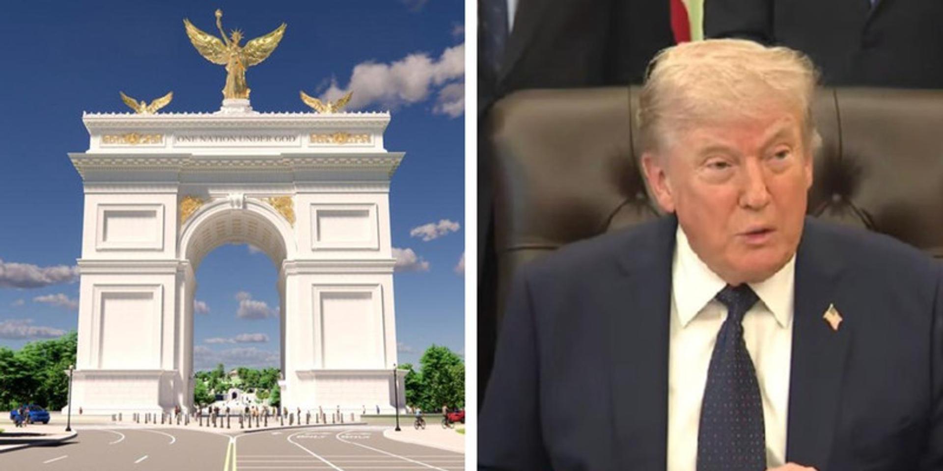 Trump reveals plans to fortify new DC arch as military guardpost