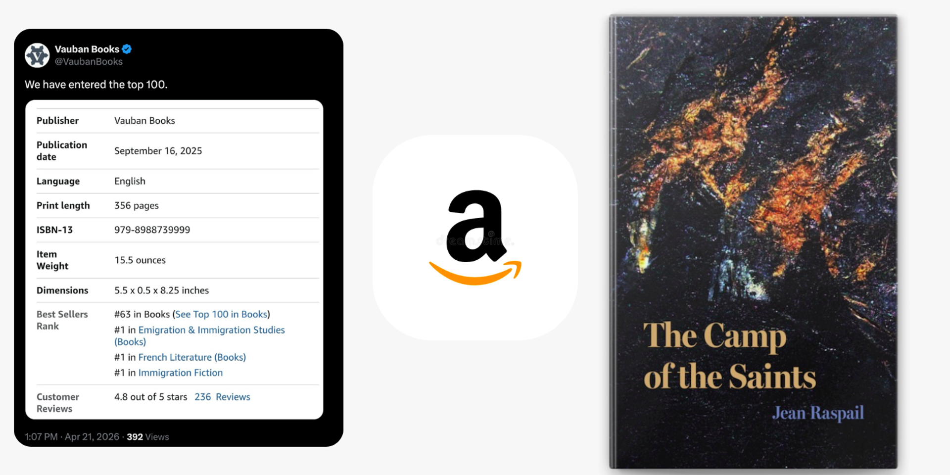 BREAKING: Camp of the Saints soars up Amazon bestseller lists after reinstatement