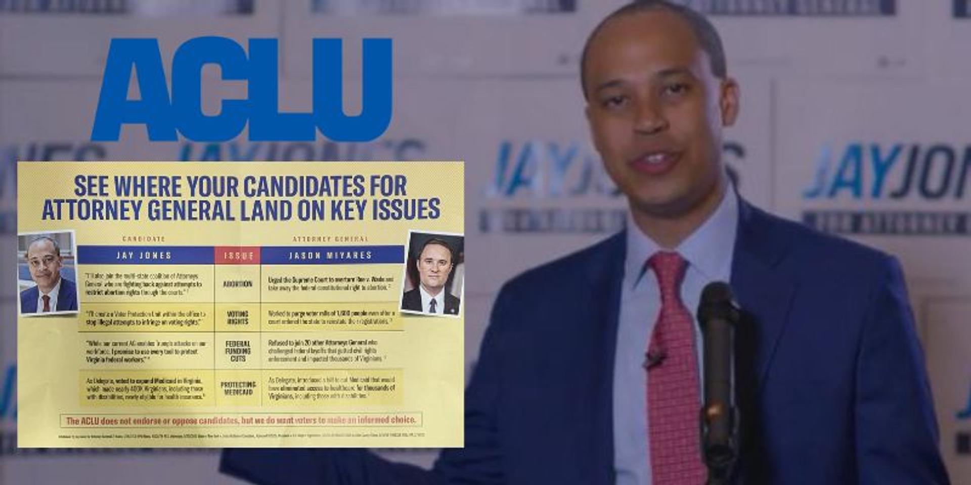 NEW: ACLU distributes mailer clearly favoring Dem Jay Jones in Virginia AG race despite policy of not endorsing candidates