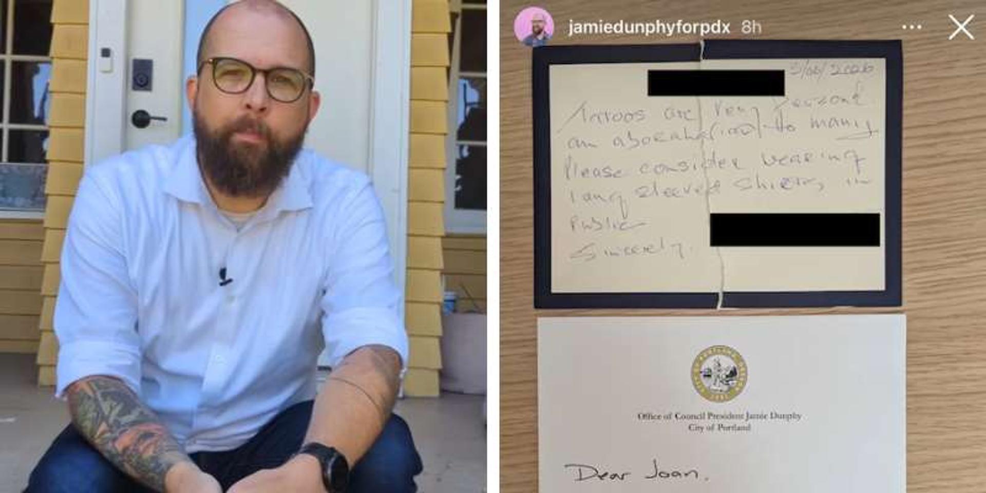 Left-wing Portland politician lashes out at 95-year-old woman after she suggested he cover his arm tattoos